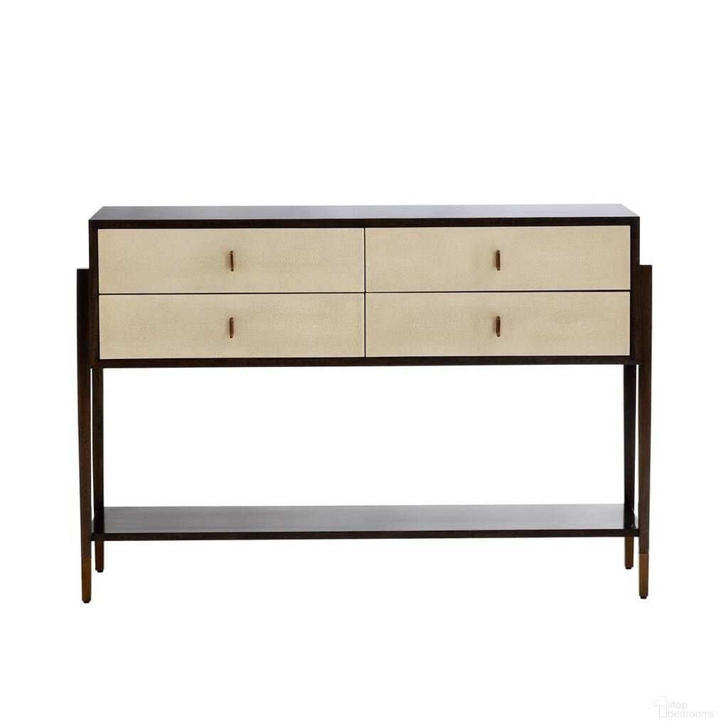 The appearance of Nora Console In Brindle designed by Arteriors in the rustic / southwestern interior design. This brindle piece of furniture was selected by 1StopBedrooms from Nora Collection to add a touch of cosiness and style into your home. Sku: 5701. Material: Eucalyptus.