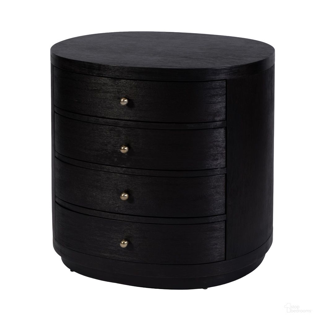 The appearance of Nora Oval Wood 4 Drawer Nightstand In Coffee designed by Butler Specialty Company in the traditional interior design. This coffee piece of furniture  was selected by 1StopBedrooms from Nora Collection to add a touch of cosiness and style into your home. Sku: 6316451. Material: MDF.