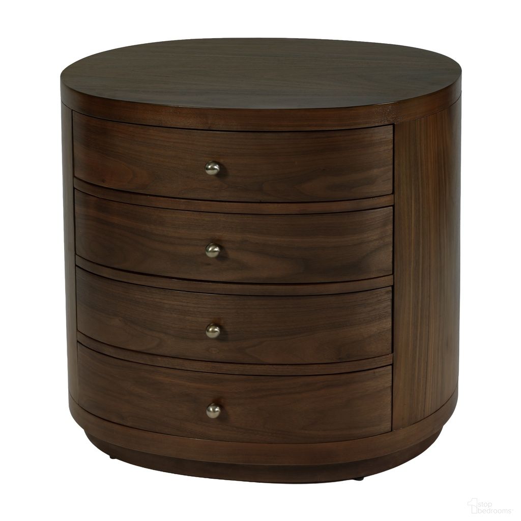 Nora Oval Wood 4 Drawer Nightstand In Walnut