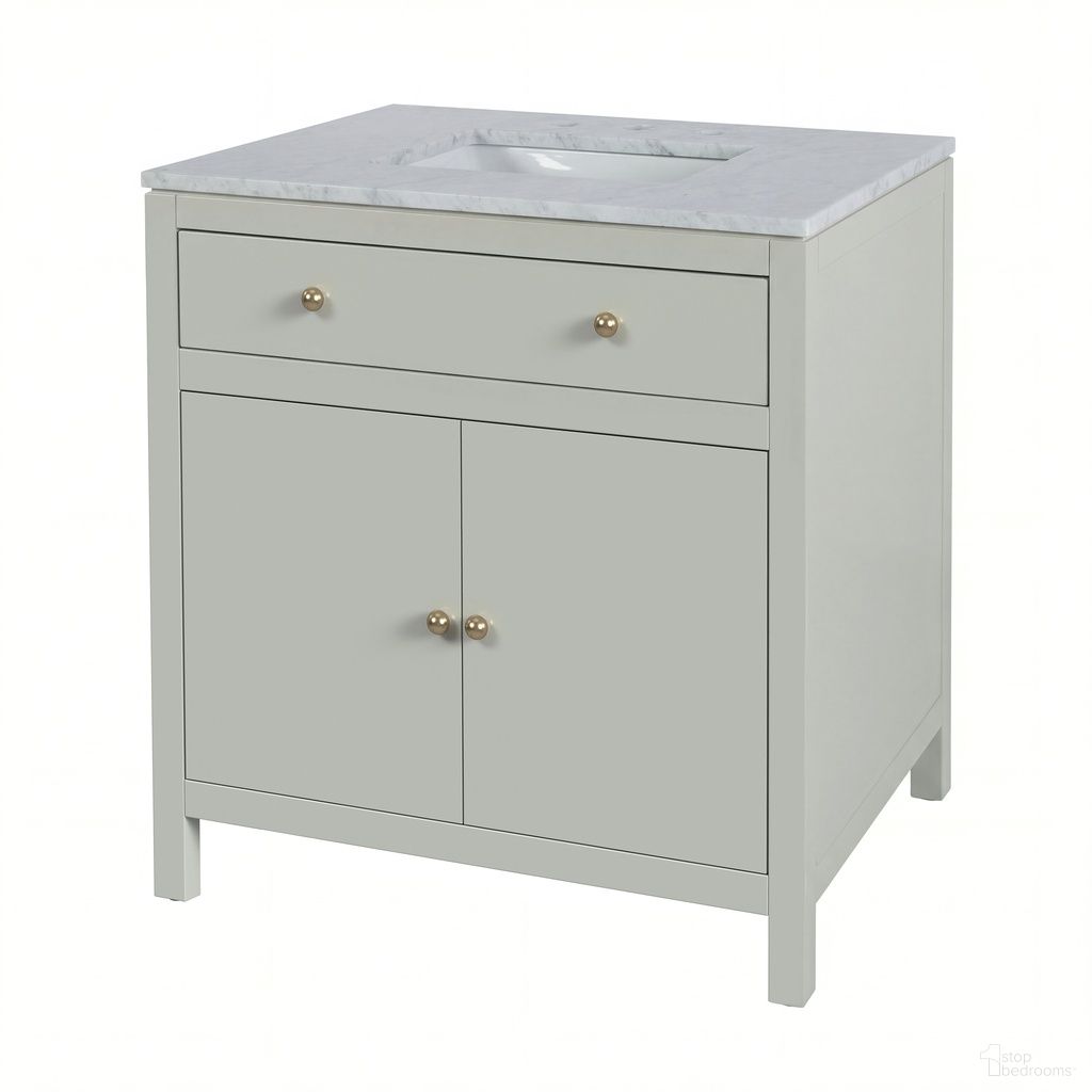 The appearance of Nora Rectangular Wood & Marble Bathroom Vanity In Sage Green designed by Butler Specialty Company in the modern / contemporary interior design. This sage green piece of furniture was selected by 1StopBedrooms from Nora Collection to add a touch of cosiness and style into your home. Sku: 6326480. Material: MDF.