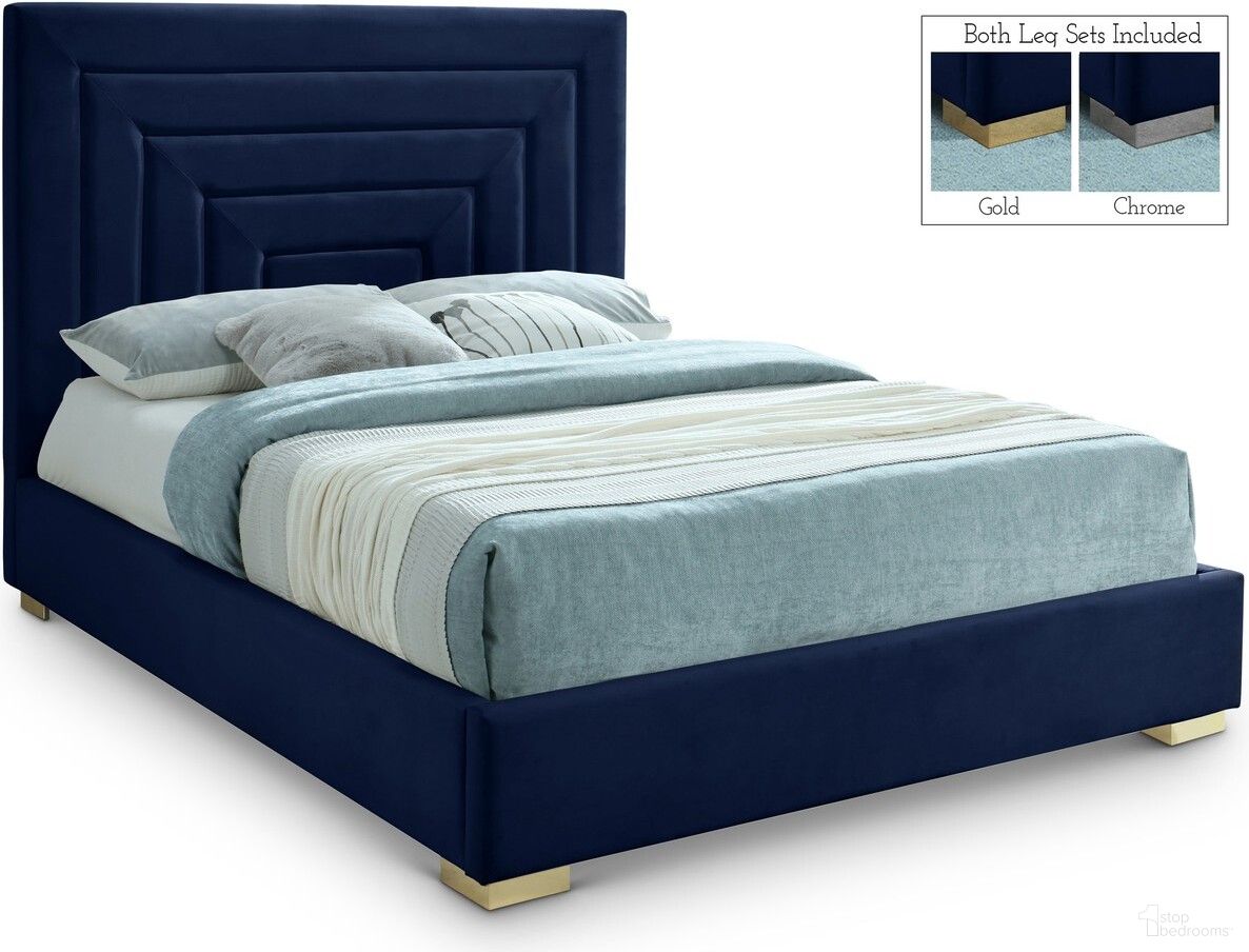 Nora Velvet King Bed In Navy