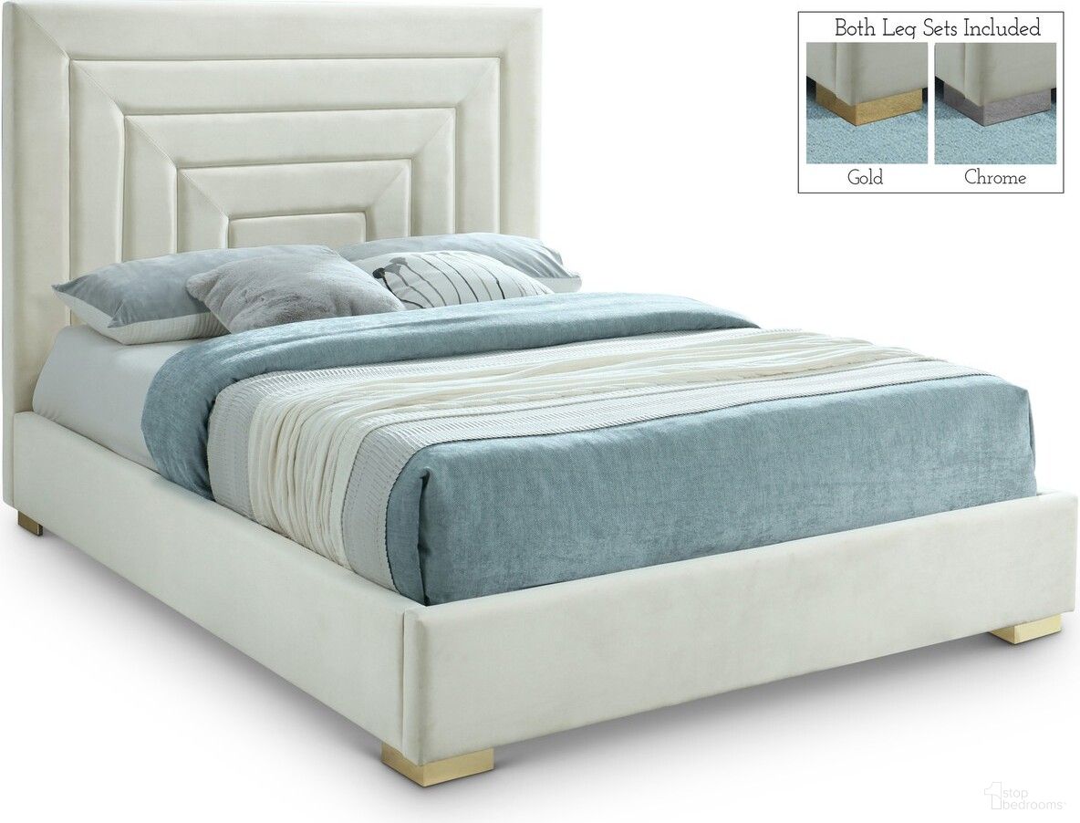 Nora Velvet Queen Bed In Cream