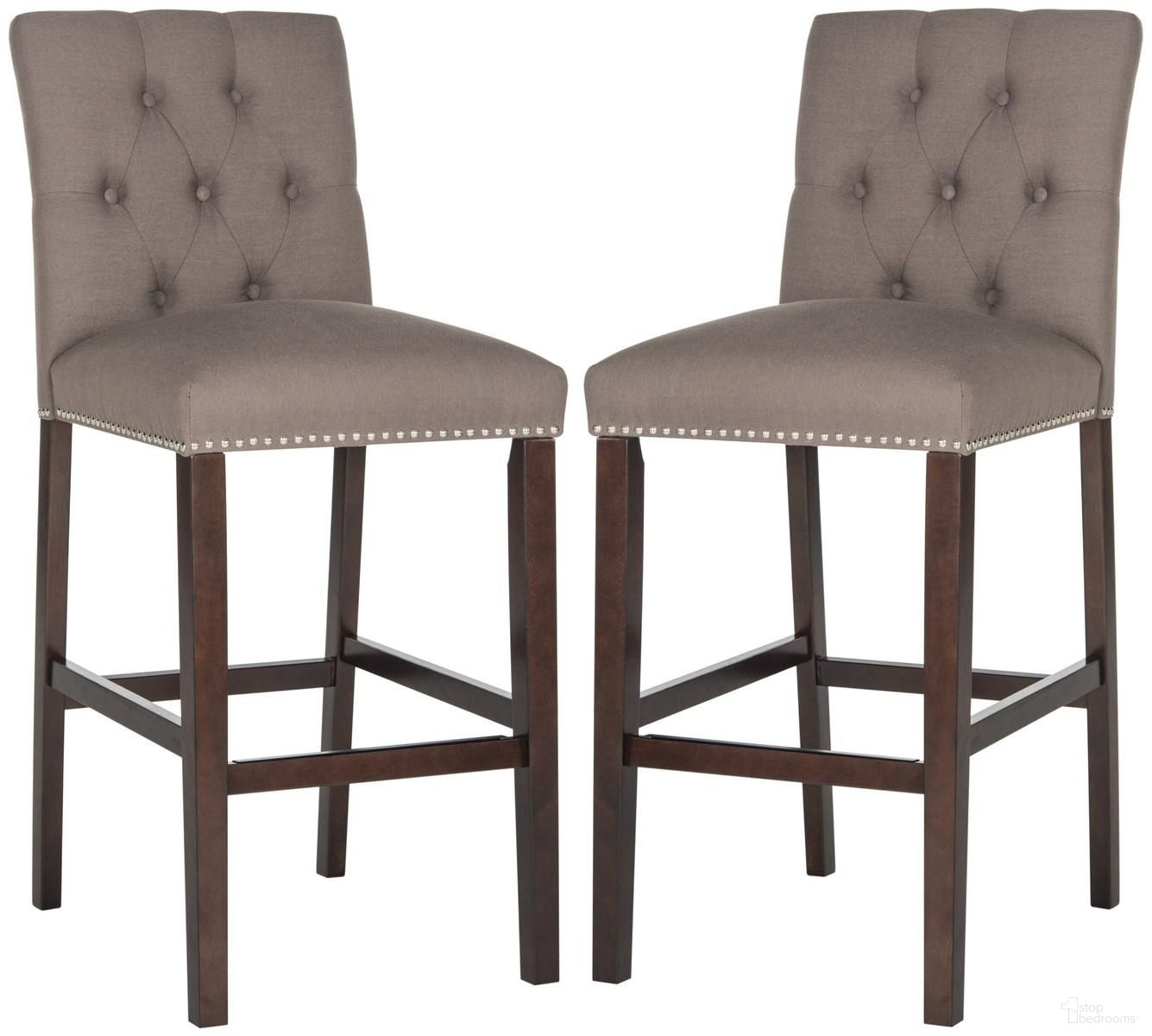 Norah Bar Stool Set of 2 in Dark Taupe