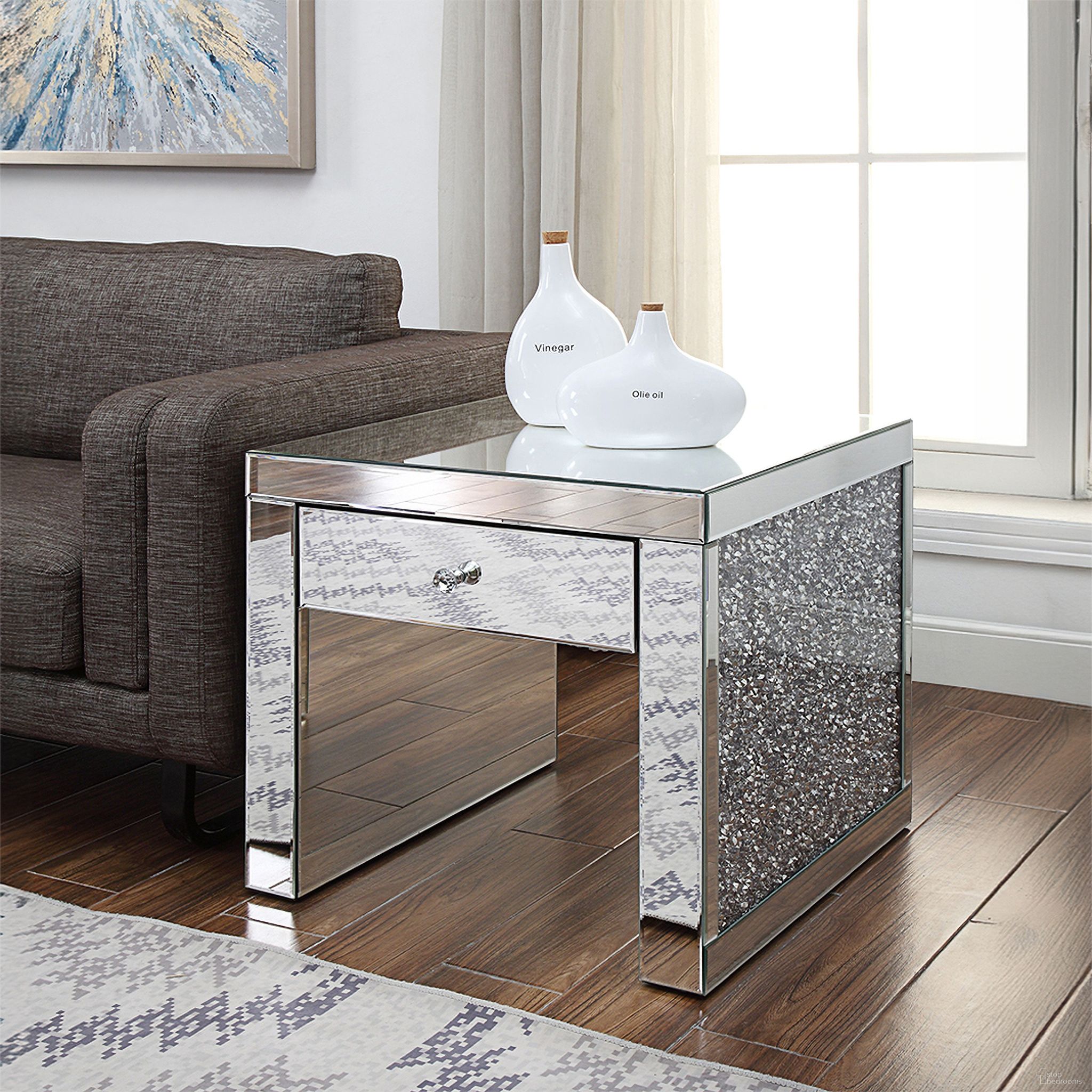 The appearance of Noralie Storage End Table designed by ACME in the glam interior design. This medium color piece of furniture was selected by 1StopBedrooms from Noralie Collection to add a touch of cosiness and style into your home. Sku: 81477. Material: MDF.