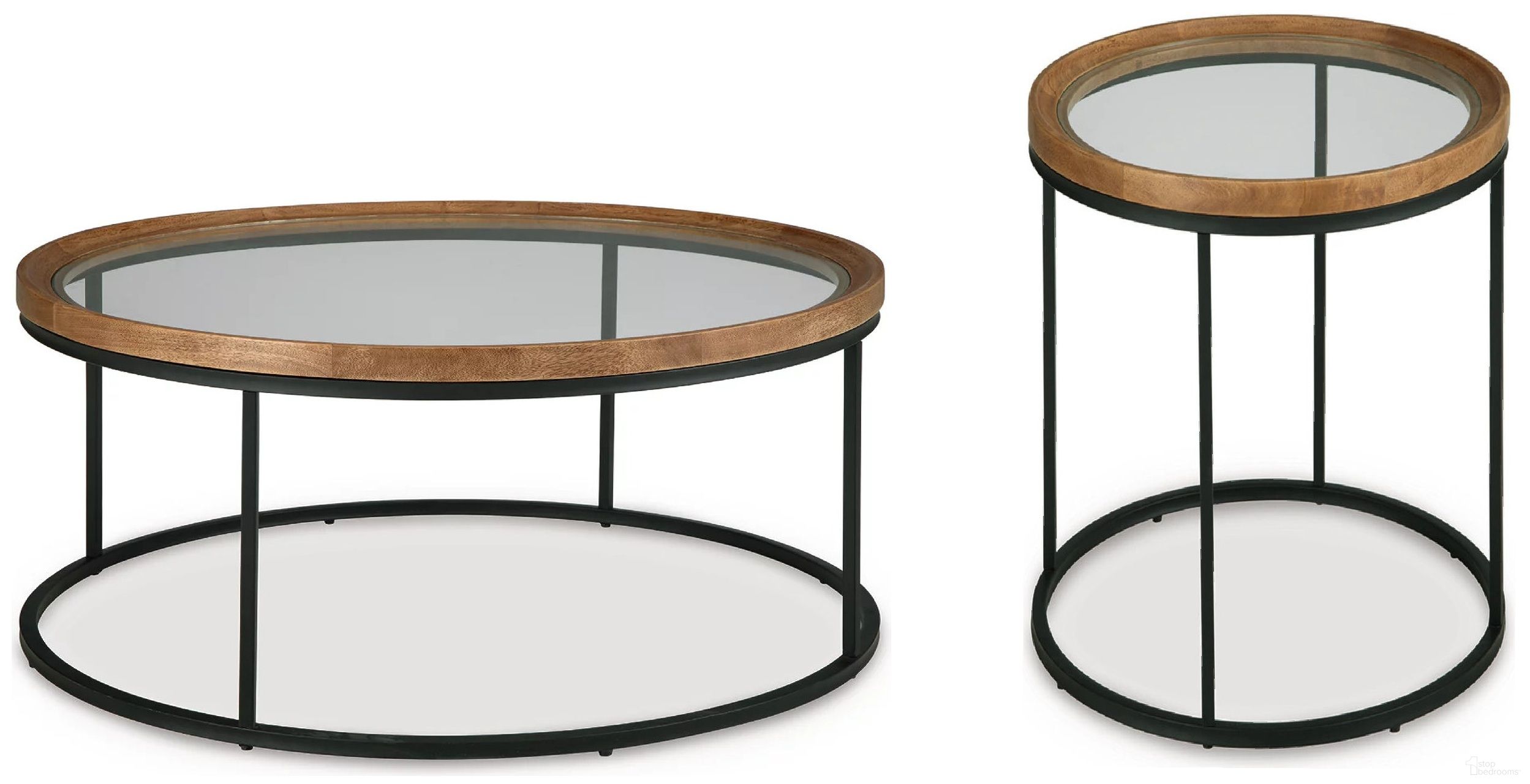 The appearance of Noraluna Occasional Table Set In Medium Brown designed by Signature Design by Ashley in the transitional interior design. This medium brown piece of furniture  was selected by 1StopBedrooms from Noraluna Collection to add a touch of cosiness and style into your home. Sku: T502-8;T502-6. Material: Glass.