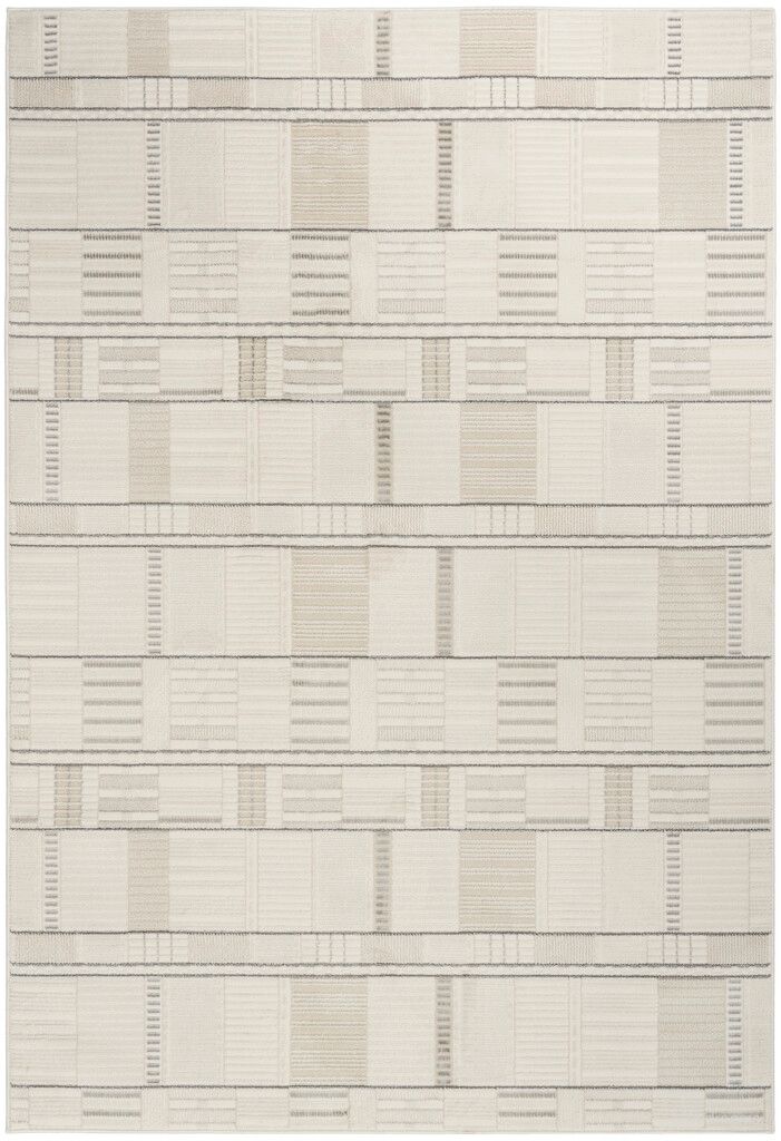 The appearance of Nordic 5' x 7' Modern Indoor Rug In Ivory Grey designed by Nourison in the modern / contemporary interior design. This ivory grey piece of furniture was selected by 1StopBedrooms from Nordic Collection to add a touch of cosiness and style into your home. Sku: 841491119921. Material: Polyester.