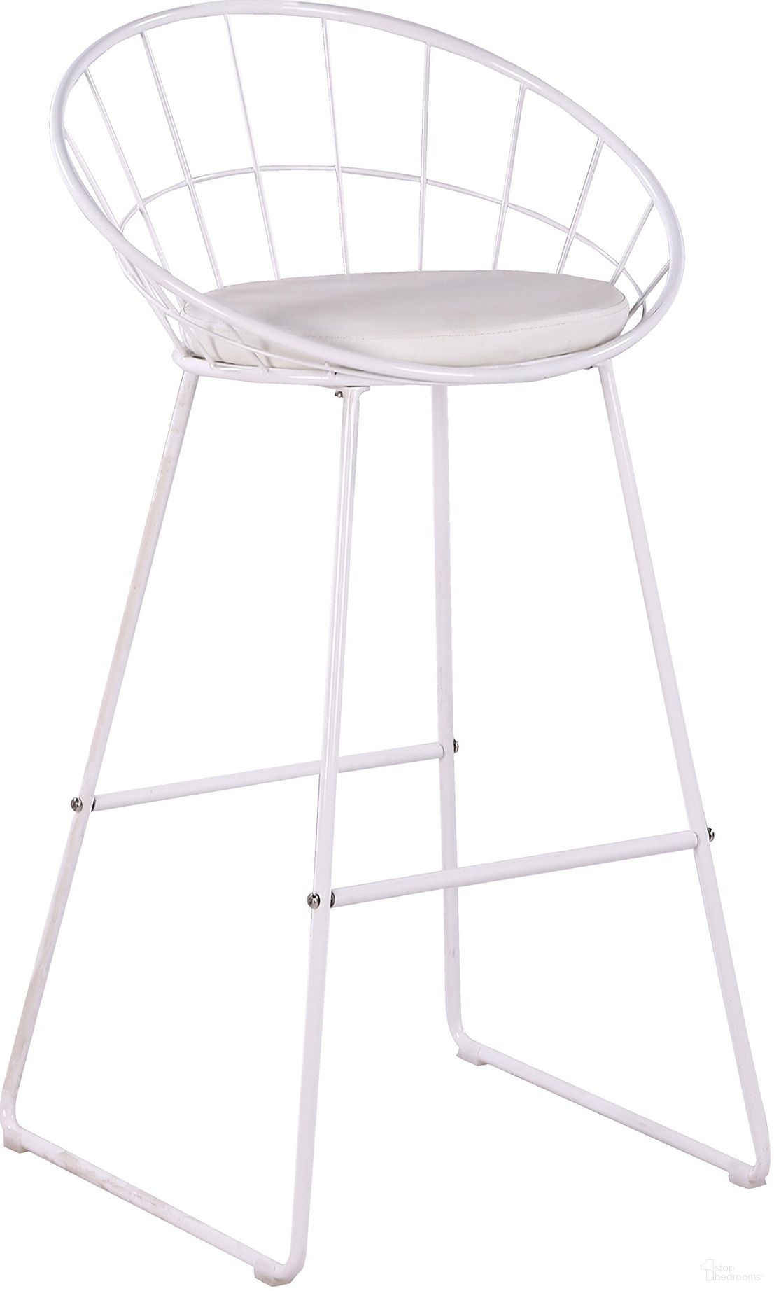 The appearance of Nordic Barstool Set of 2 In White designed by AC Pacific in the modern / contemporary interior design. This white piece of furniture was selected by 1StopBedrooms from to add a touch of cosiness and style into your home. Sku: ACBS37-29-WHITE. Material: Metal.