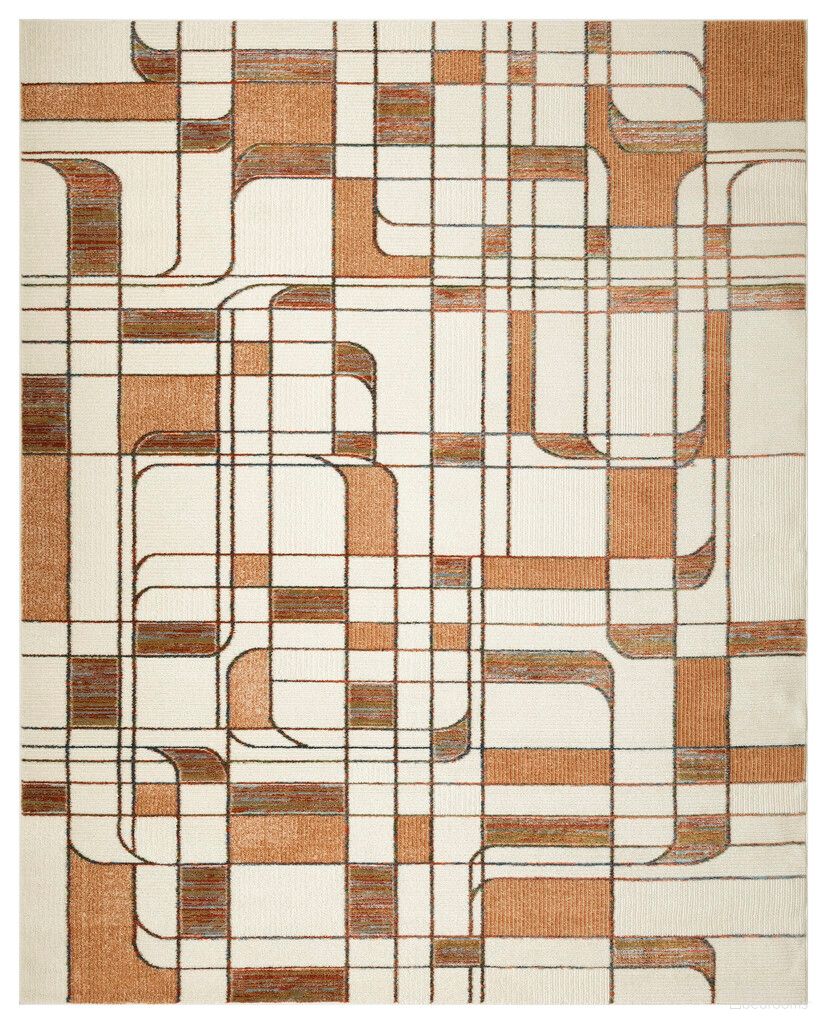 The appearance of Nordic Mid Century Modern 8' x 10' Indoor Rug In Ivory and Rust designed by Nourison in the transitional interior design. This ivory and rust piece of furniture was selected by 1StopBedrooms from Nordic Collection to add a touch of cosiness and style into your home. Sku: 841491149881. Material: Polyester.