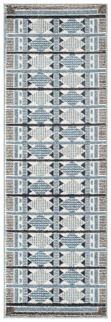 The appearance of Nordic Modern 2' x 6' Modern Indoor Rug In Blue designed by Nourison in the modern / contemporary interior design. This blue piece of furniture was selected by 1StopBedrooms from Nordic Collection to add a touch of cosiness and style into your home. Sku: 841491149133. Material: Polyester.