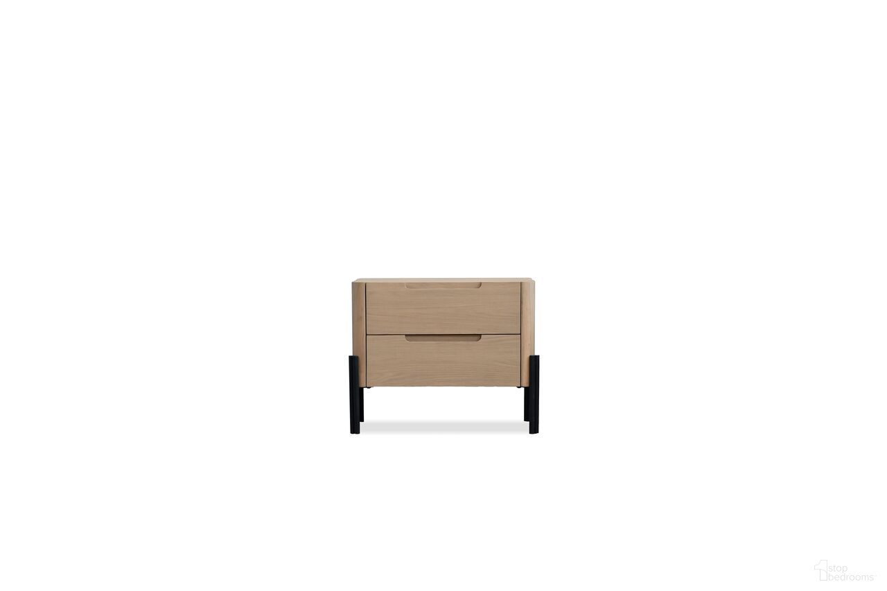 The appearance of Nori 2-Drawer Night Table In Natural White designed by Mobital in the modern / contemporary interior design. This natural white piece of furniture  was selected by 1StopBedrooms from Nori Collection to add a touch of cosiness and style into your home. Sku: NIG-NORI-NATU-WOAK. Material: Oak Wood.