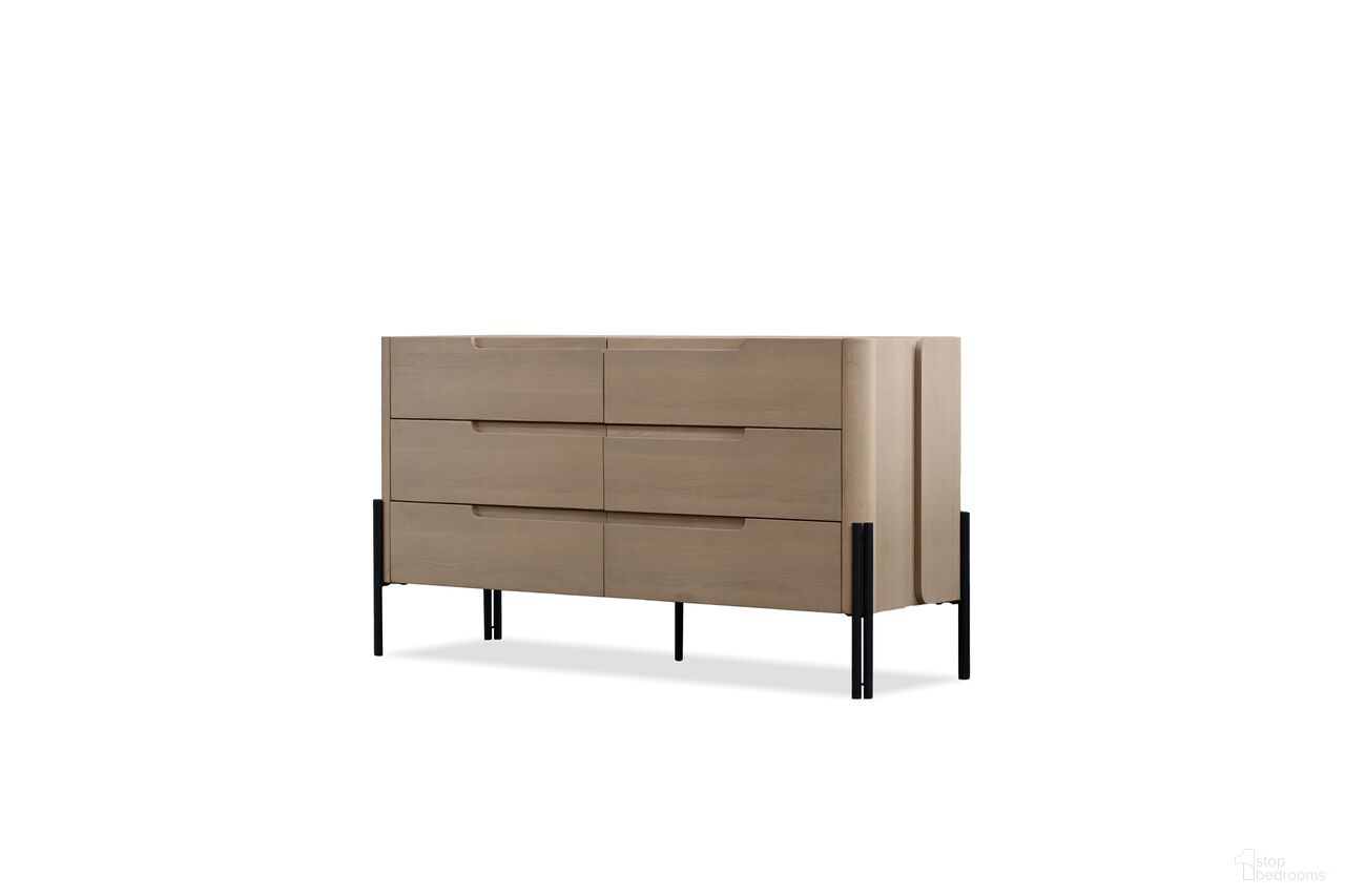 The appearance of Nori 6 Drawer Dresser In Natural White designed by Mobital in the modern / contemporary interior design. This natural white piece of furniture was selected by 1StopBedrooms from Nori Collection to add a touch of cosiness and style into your home. Sku: DRE-NORI-NATU-WOAK. Material: Oak Wood.