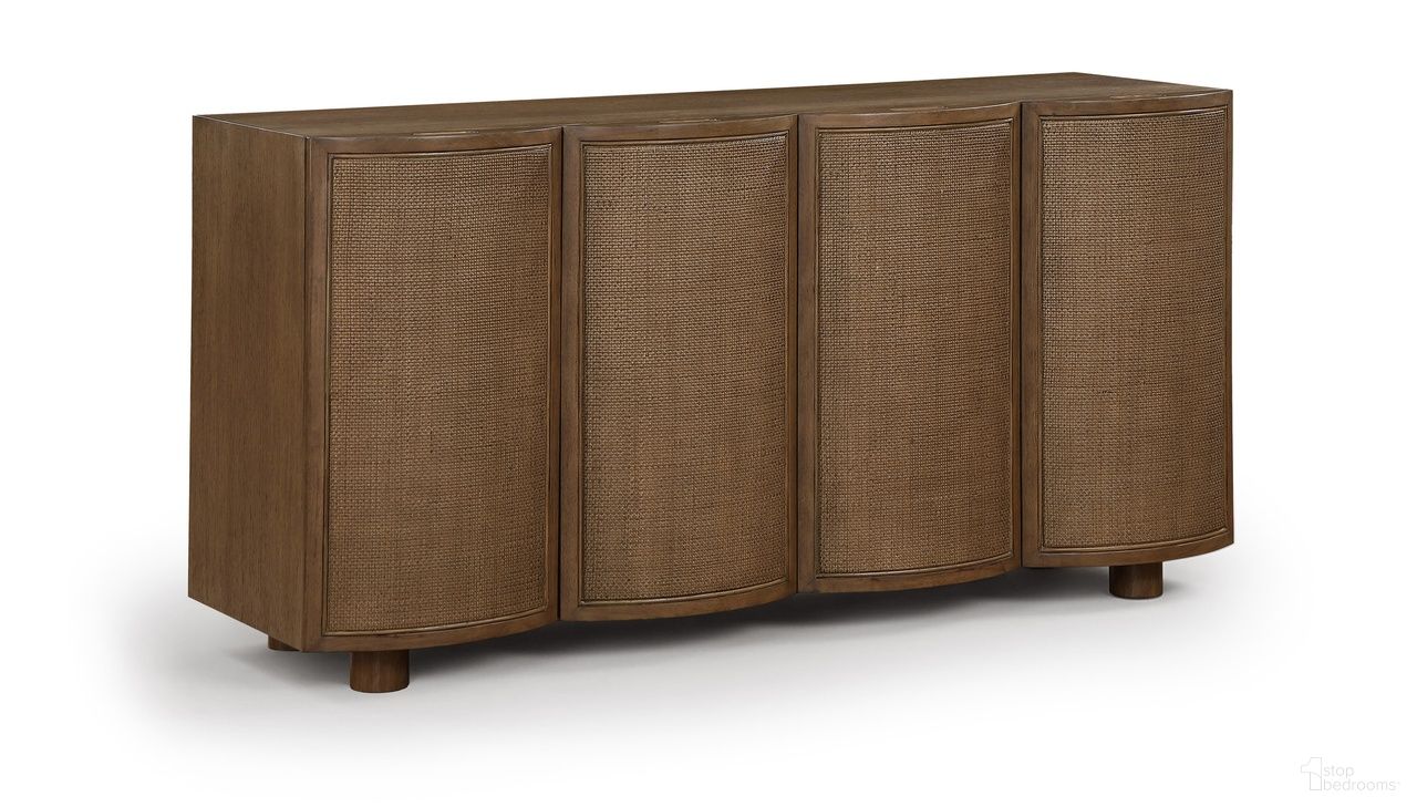 The appearance of Norin Solid Wood and Oak Veneer Sideboard In Brown designed by Meridian in the modern / contemporary interior design. This brown piece of furniture  was selected by 1StopBedrooms from Norin Collection to add a touch of cosiness and style into your home. Sku: 77060Brown. Material: Cane.