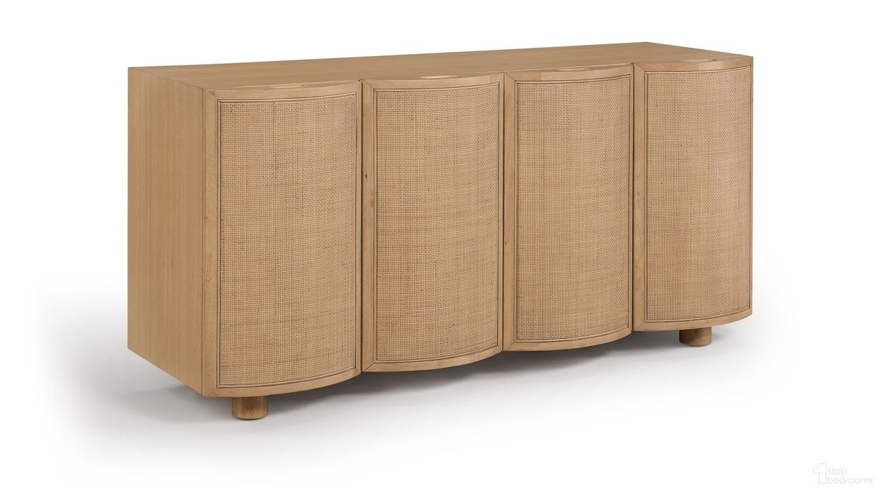 The appearance of Norin Solid Wood and Oak Veneer Sideboard In Natural designed by Meridian in the modern / contemporary interior design. This natural piece of furniture  was selected by 1StopBedrooms from Norin Collection to add a touch of cosiness and style into your home. Sku: 77060Natural. Material: Cane.