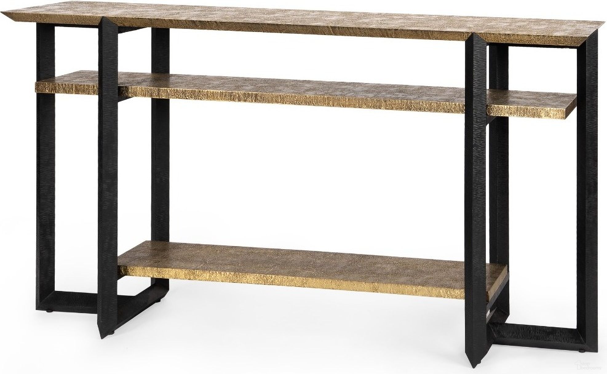 The appearance of Norman Console In Antique Brass and Dark Bronze designed by Villa & House in the transitional interior design. This antique brass piece of furniture was selected by 1StopBedrooms from Norman Collection to add a touch of cosiness and style into your home. Sku: NMN-400-803. Material: Brass.