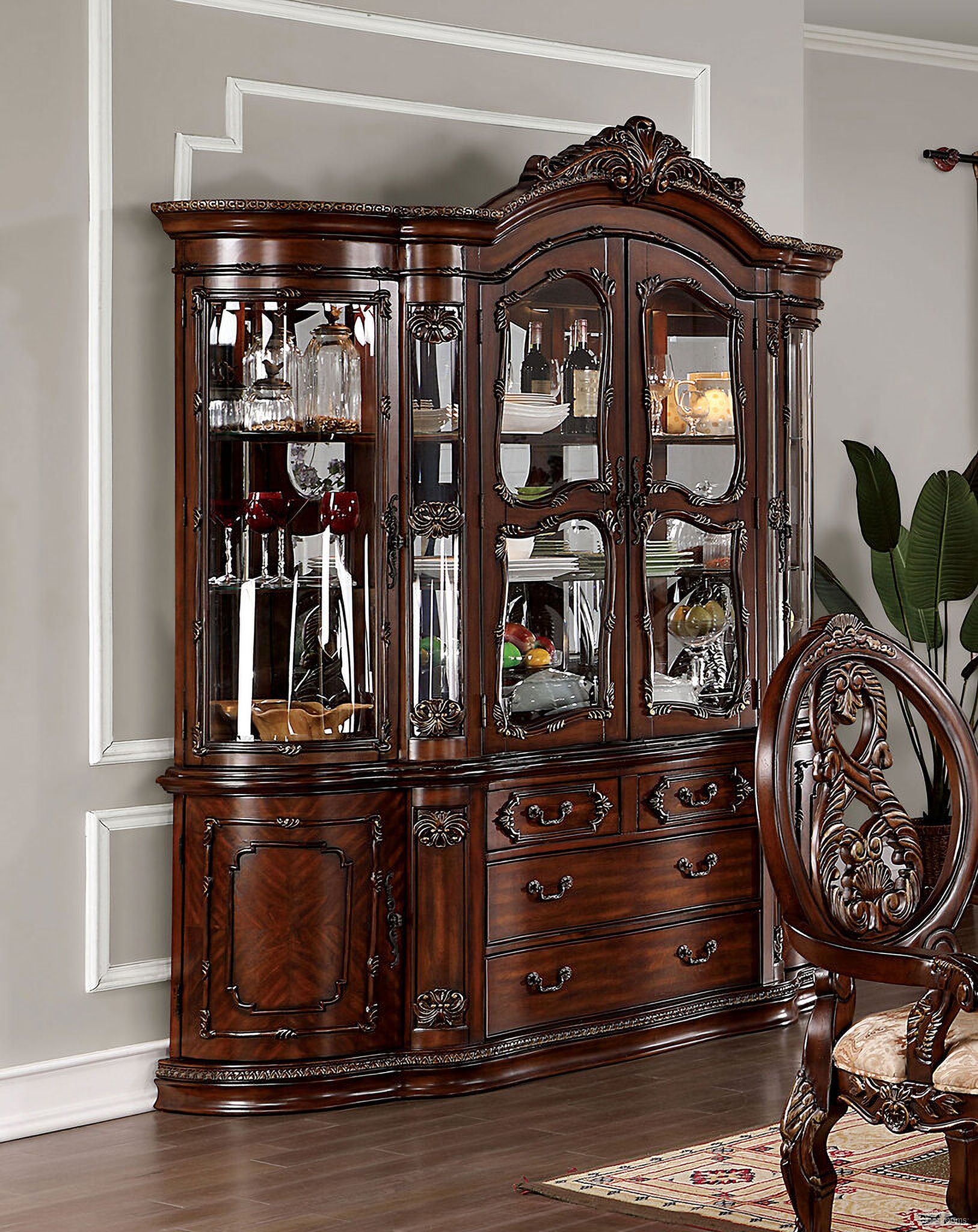 The appearance of Normandy Hutch and Buffet In Brown Cherry designed by Furniture of America in the traditional interior design. This brown cherry piece of furniture was selected by 1StopBedrooms from Normandy Collection to add a touch of cosiness and style into your home. Sku: CM3145H;CM3145B. Material: Wood.