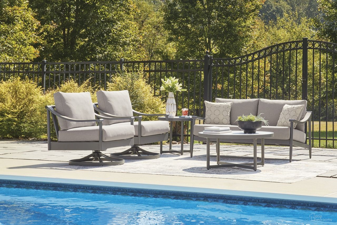 The appearance of North Island Outdoor Occasional Table Set In Gray designed by Signature Design by Ashley in the modern / contemporary interior design. This gray piece of furniture was selected by 1StopBedrooms from North Island Collection to add a touch of cosiness and style into your home. Sku: P510-708;P510-706. Material: Aluminium.