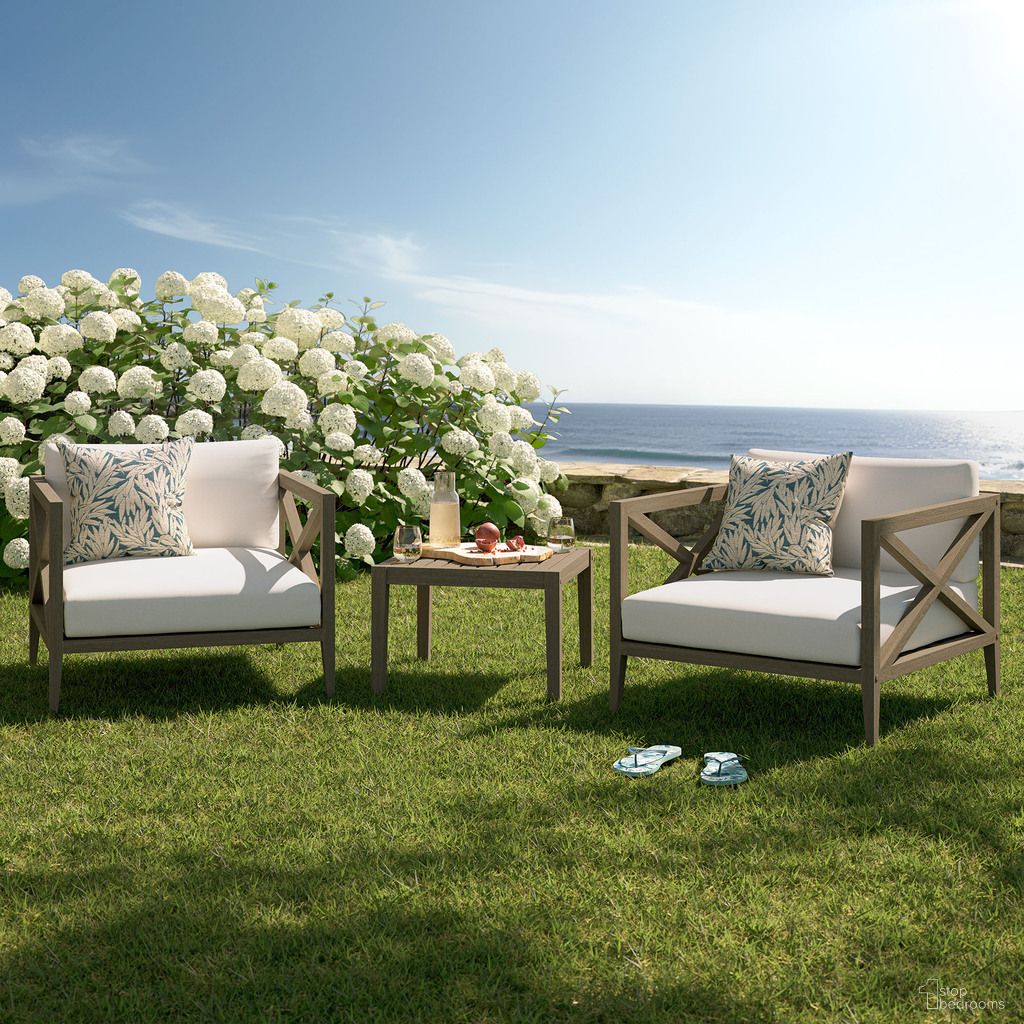 The appearance of Northlake 3-Piece Outdoor Patio Teak Wood Furniture Set With Armchair and Side Table In Weathered Gray designed by Modway in the modern / contemporary interior design. This weathered gray piece of furniture  was selected by 1StopBedrooms from Northlake Collection to add a touch of cosiness and style into your home. Sku: EEI-7252-WGR-WHI;EEI-7258-WGR;EEI-7252-WGR-WHI. Material: Teak Wood.