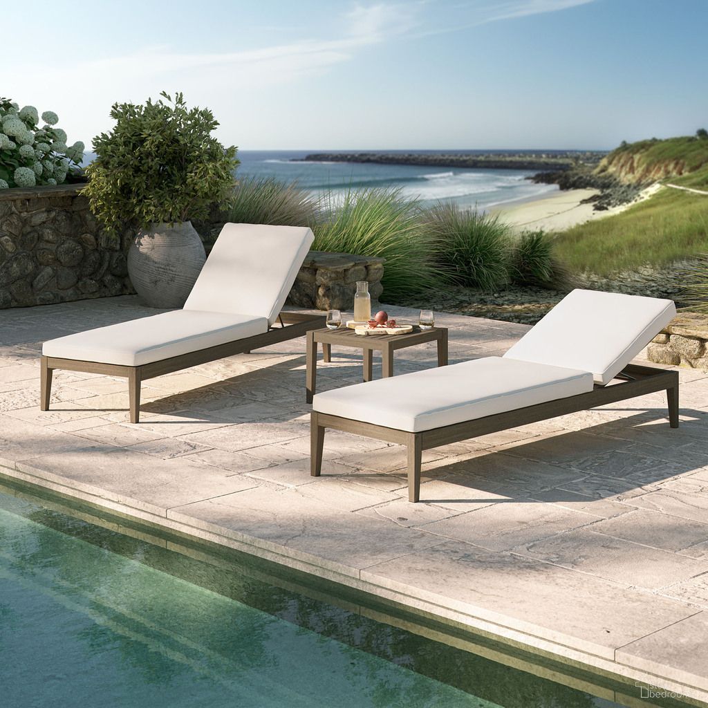 The appearance of Northlake 3-Piece Outdoor Patio Teak Wood Furniture Set With Chaise Lounges and Side Table In Weathered Gray designed by Modway in the modern / contemporary interior design. This weathered gray piece of furniture  was selected by 1StopBedrooms from Northlake Collection to add a touch of cosiness and style into your home. Sku: EEI-7256-WGR-WHI;EEI-7258-WGR;EEI-7256-WGR-WHI. Material: Teak Wood.