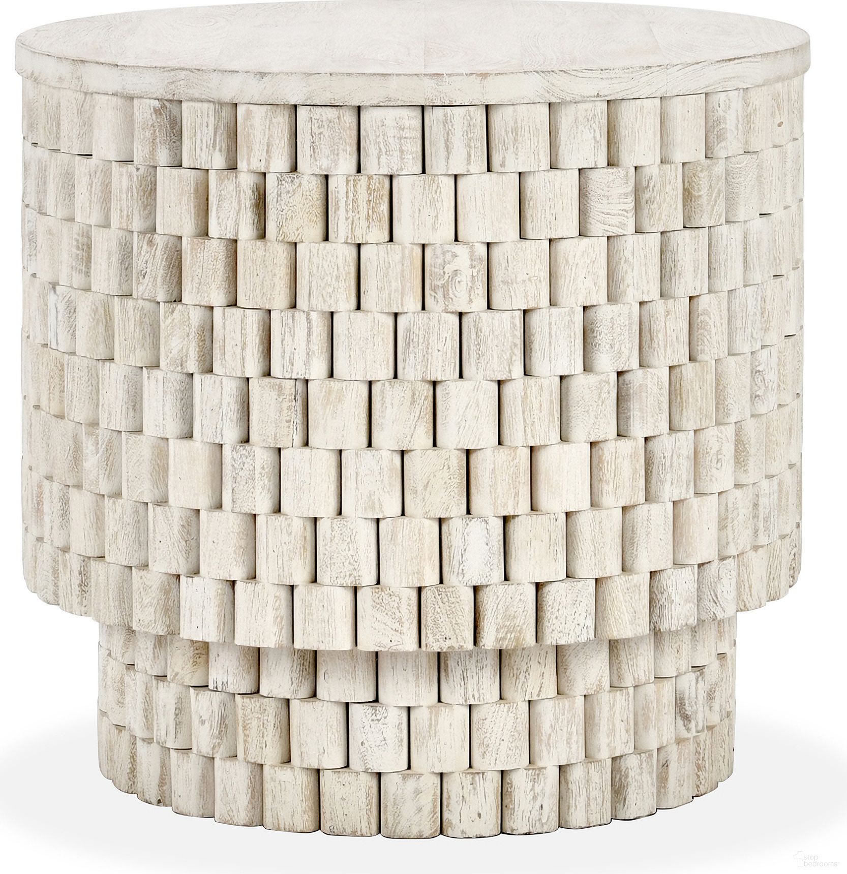The appearance of Norwood 25 Inch Round End Table In Cream designed by Classic Home in the traditional interior design. This cream piece of furniture  was selected by 1StopBedrooms from Norwood Collection to add a touch of cosiness and style into your home. Sku: 51011801. Material: Mango Wood.