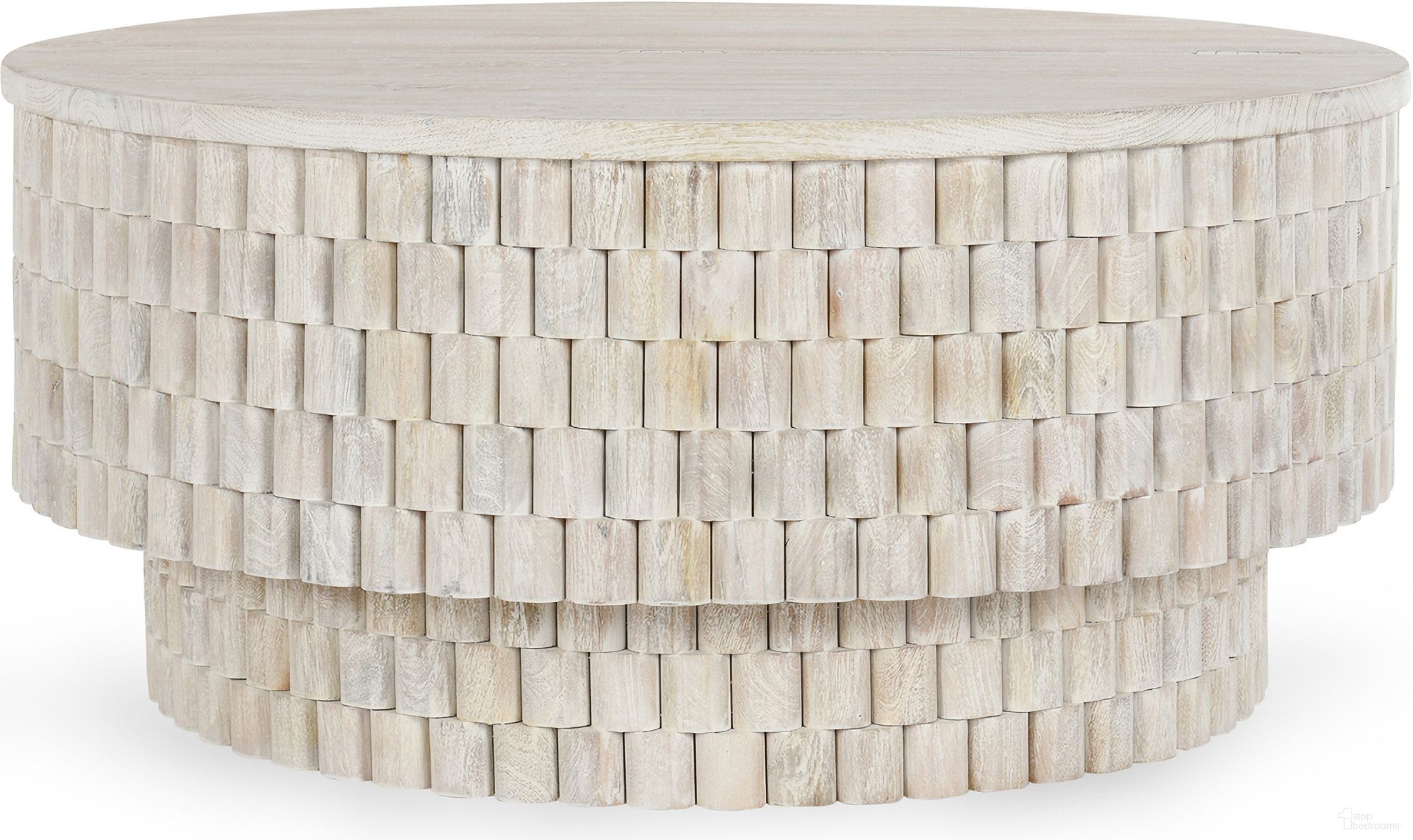 The appearance of Norwood 40 Inch Round Coffee Table In Cream designed by Classic Home in the traditional interior design. This cream piece of furniture  was selected by 1StopBedrooms from Norwood Collection to add a touch of cosiness and style into your home. Sku: 51011786. Material: Mango Wood.
