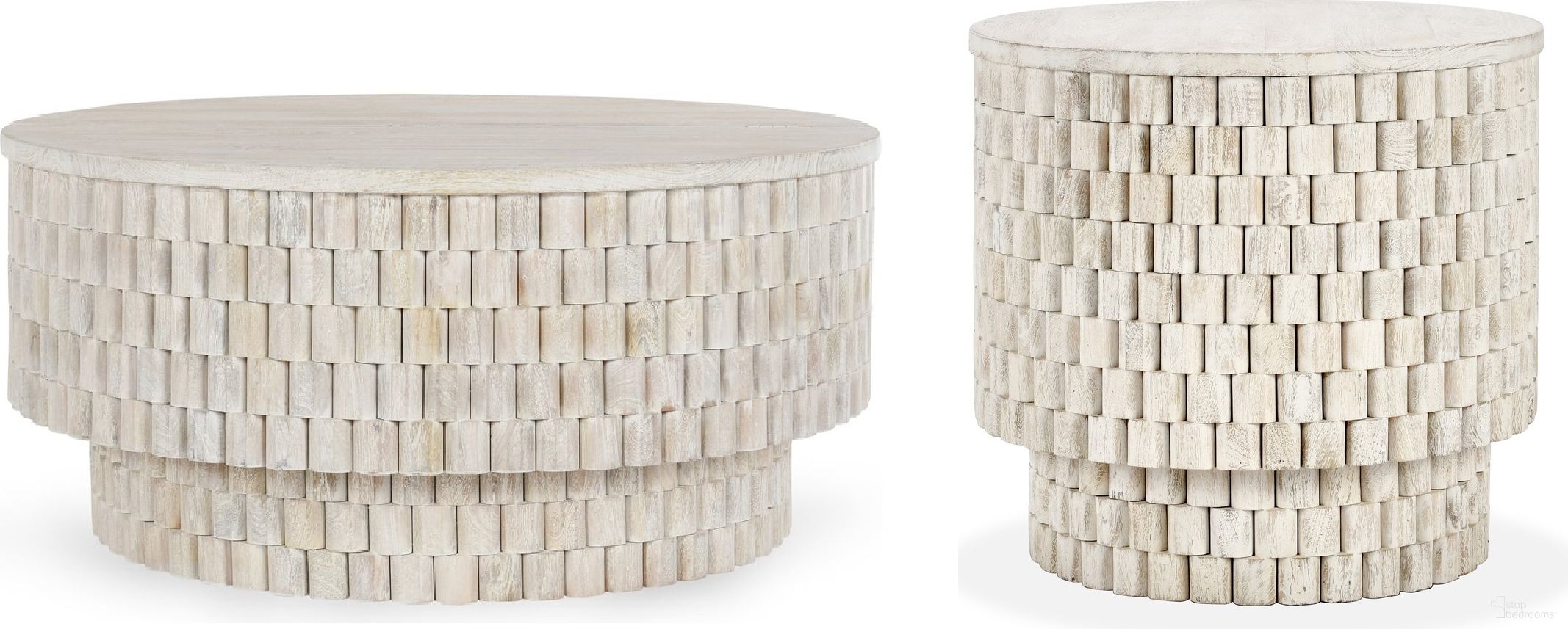 The appearance of Norwood Occasional Table Set In Cream designed by Classic Home in the traditional interior design. This cream piece of furniture  was selected by 1StopBedrooms from Norwood Collection to add a touch of cosiness and style into your home. Sku: 51011786;51011801. Material: Mango Wood.