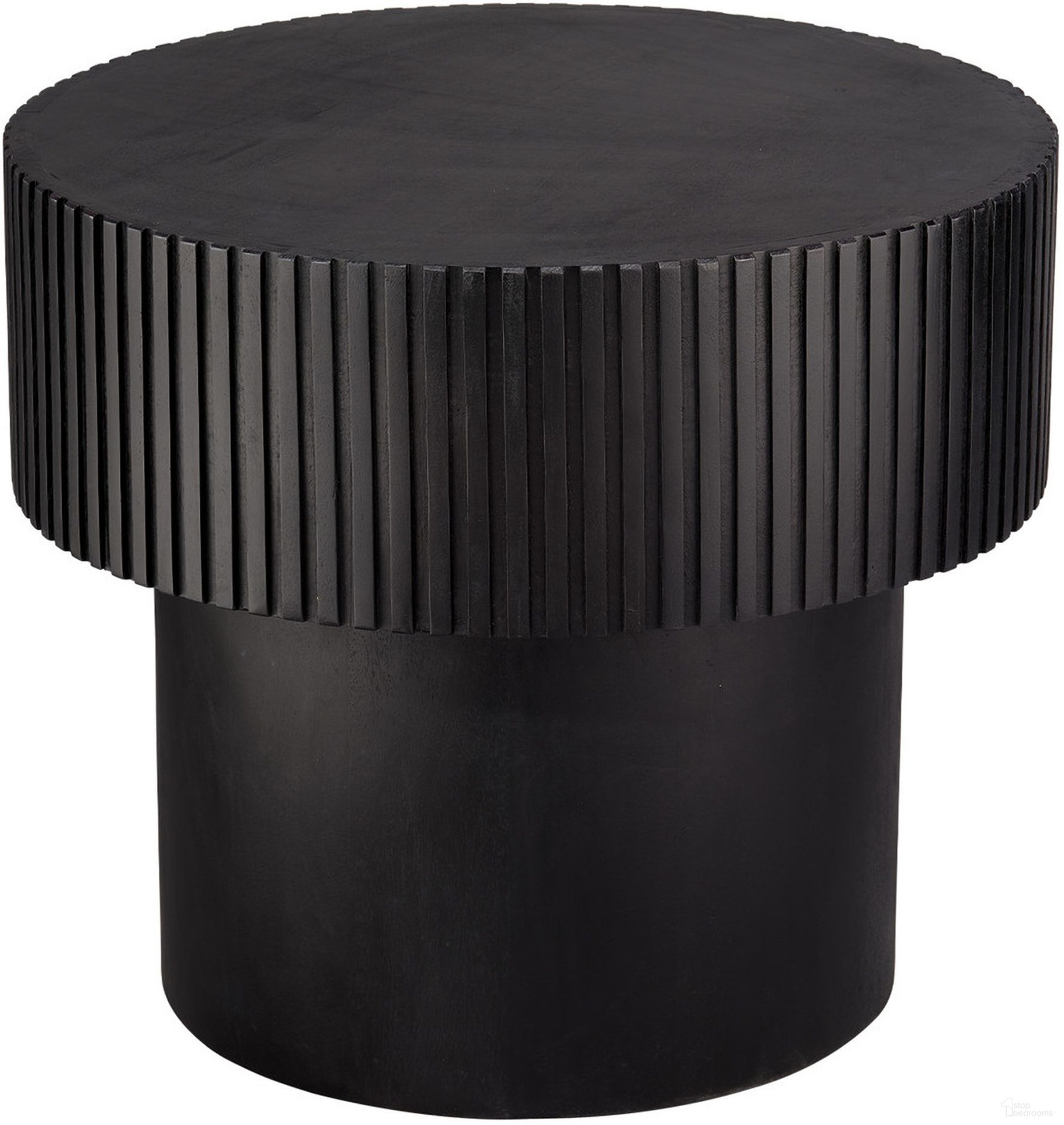 The appearance of Notch Mango Wood Round Side Table In Black designed by Jamie Young Company in the modern / contemporary interior design. This black piece of furniture  was selected by 1StopBedrooms from Notch Collection to add a touch of cosiness and style into your home. Sku: 20NOTC-RNBK. Material: Mango Wood.