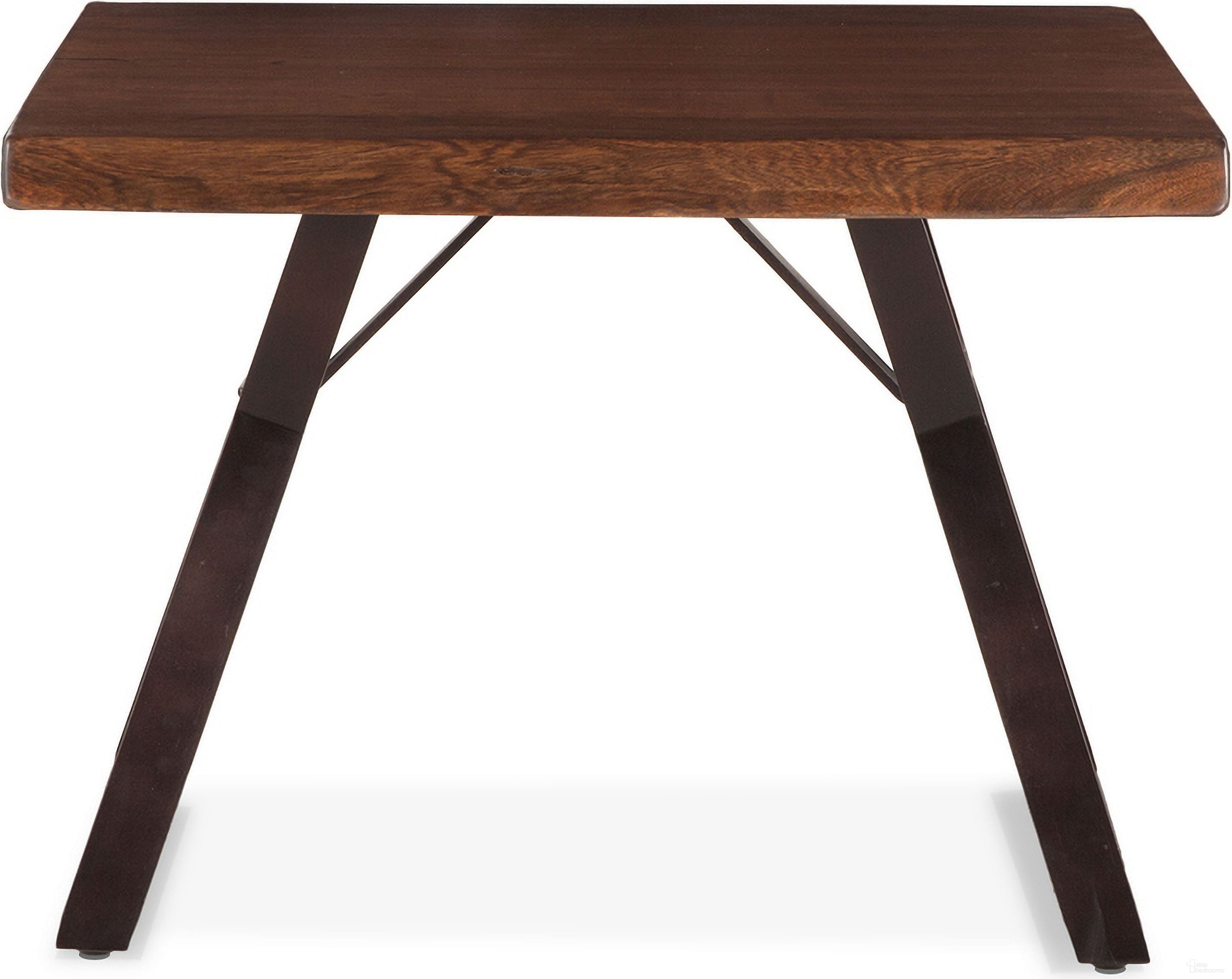 The appearance of Nottingham Side Table In Acacia and Iron with Walnut designed by Home Trends and Design in the transitional interior design. This acacia piece of furniture  was selected by 1StopBedrooms from Nottingham Collection to add a touch of cosiness and style into your home. Sku: ZWNTHM2324. Material: Acacia Wood.