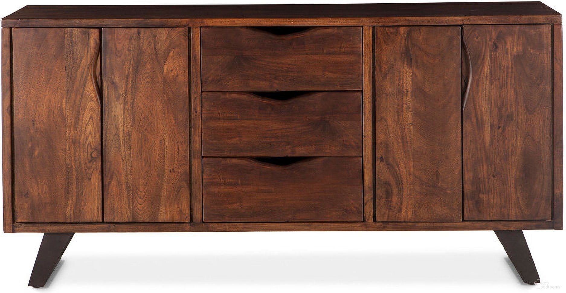 The appearance of Nottingham Sideboard In Walnut designed by Home Trends and Design in the transitional interior design. This walnut piece of furniture  was selected by 1StopBedrooms from Nottingham Collection to add a touch of cosiness and style into your home. Sku: ZWNTHMSB. Material: Acacia Wood.