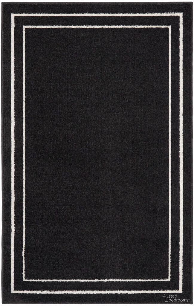 Nourison Essentials 2' x 4' Rug In Black and Ivory