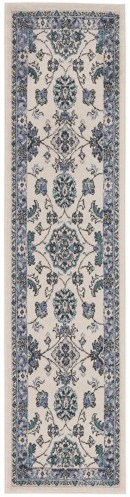 The appearance of Nourison Essentials 2' x 6' Rug In Ivory Blue designed by Nourison in the rustic / southwestern interior design. This ivory blue piece of furniture  was selected by 1StopBedrooms from Essentials Collection to add a touch of cosiness and style into your home. Sku: 99446998484. Material: Polypropylene.