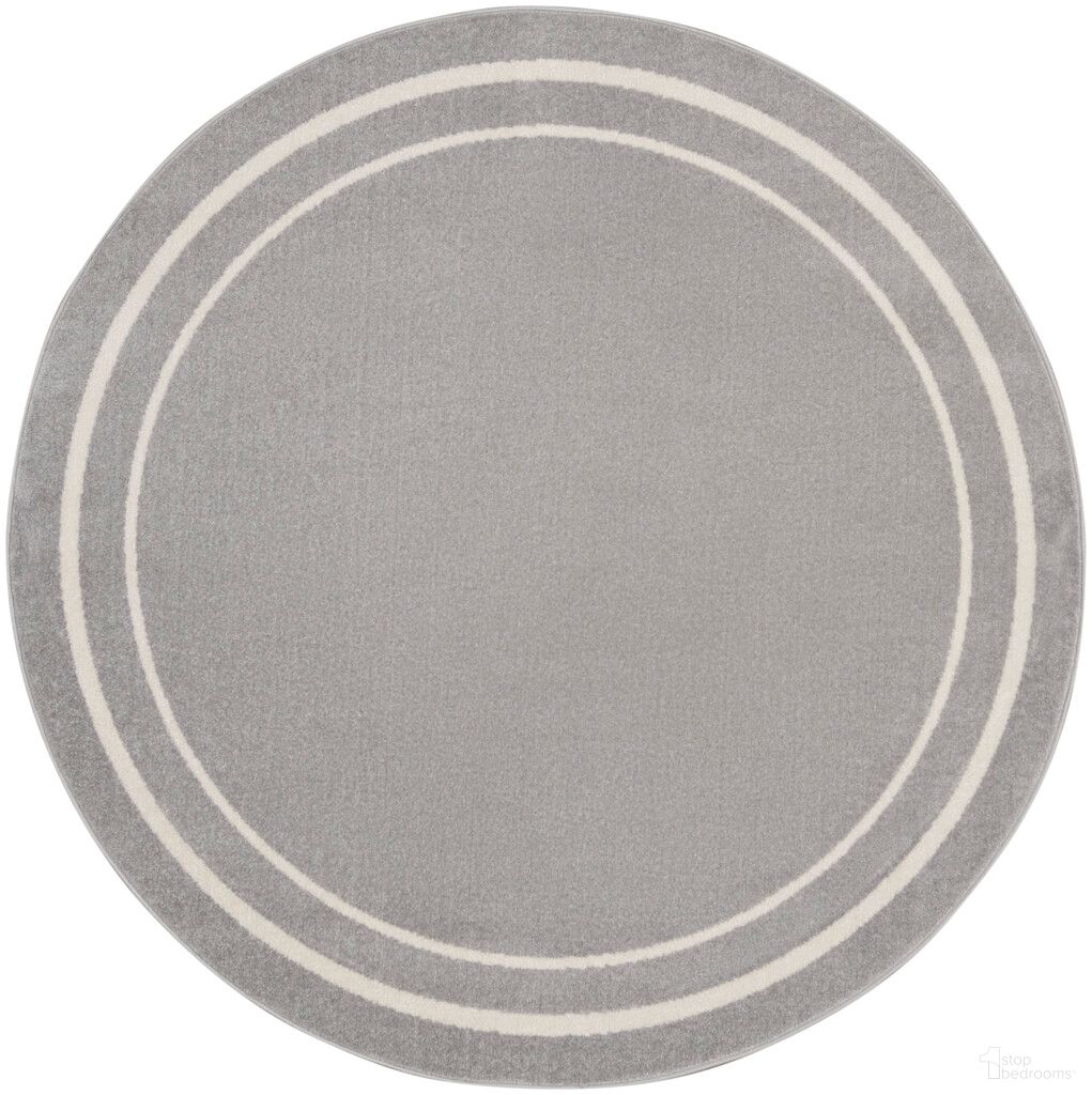Nourison Essentials 4' x 4' Round Rug In Grey and Ivory