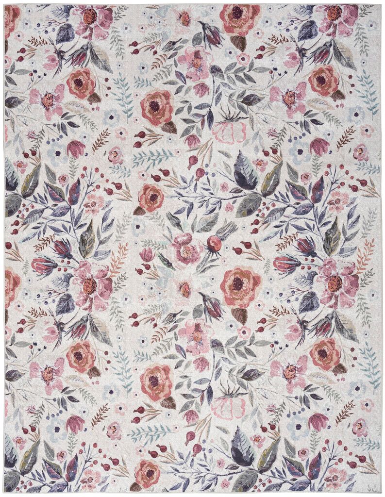 Nourison Washables 8' x 10' Indoor Rug In Ivory and Pink