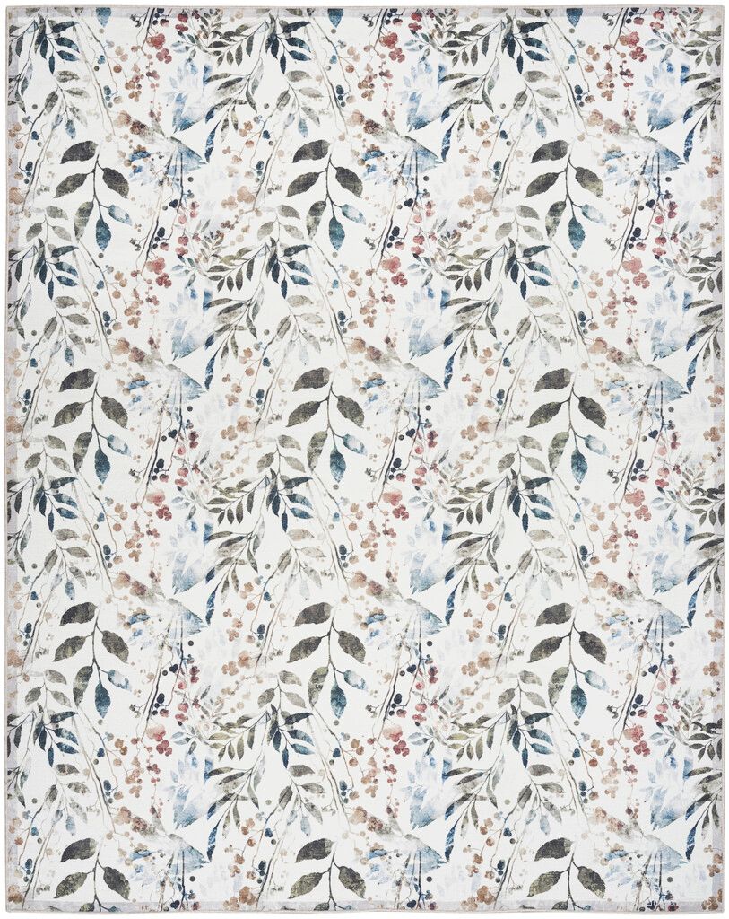 Nourison Washables Contemporary 9'2" x 12' Indoor Rug In Ivory Multi