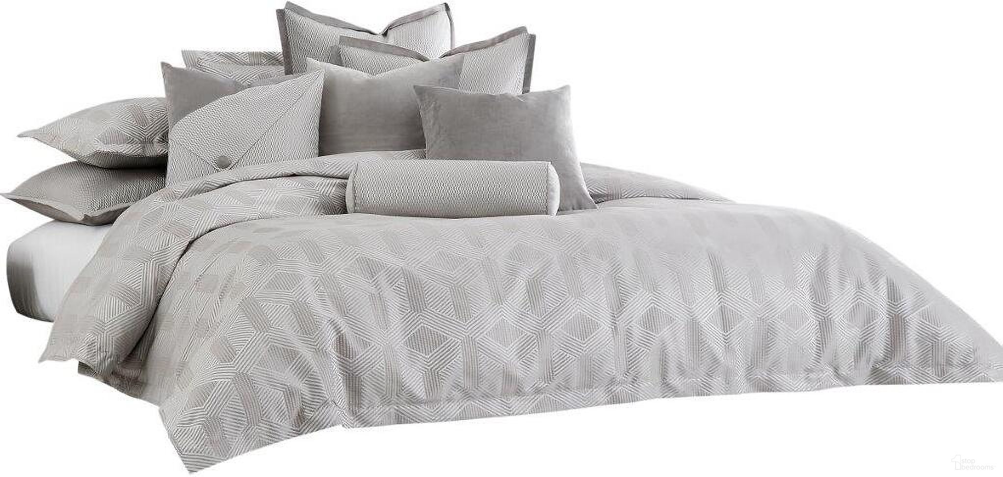 The appearance of Nouveau 10 Piece King Duvet Set In Dove designed by Michael Amini in the modern / contemporary interior design. This dove piece of furniture was selected by 1StopBedrooms from Michael Amini Collection to add a touch of cosiness and style into your home. Sku: BCS-KD10-NUVEAU-DOV. Material: Polyester. Bed Size: King.