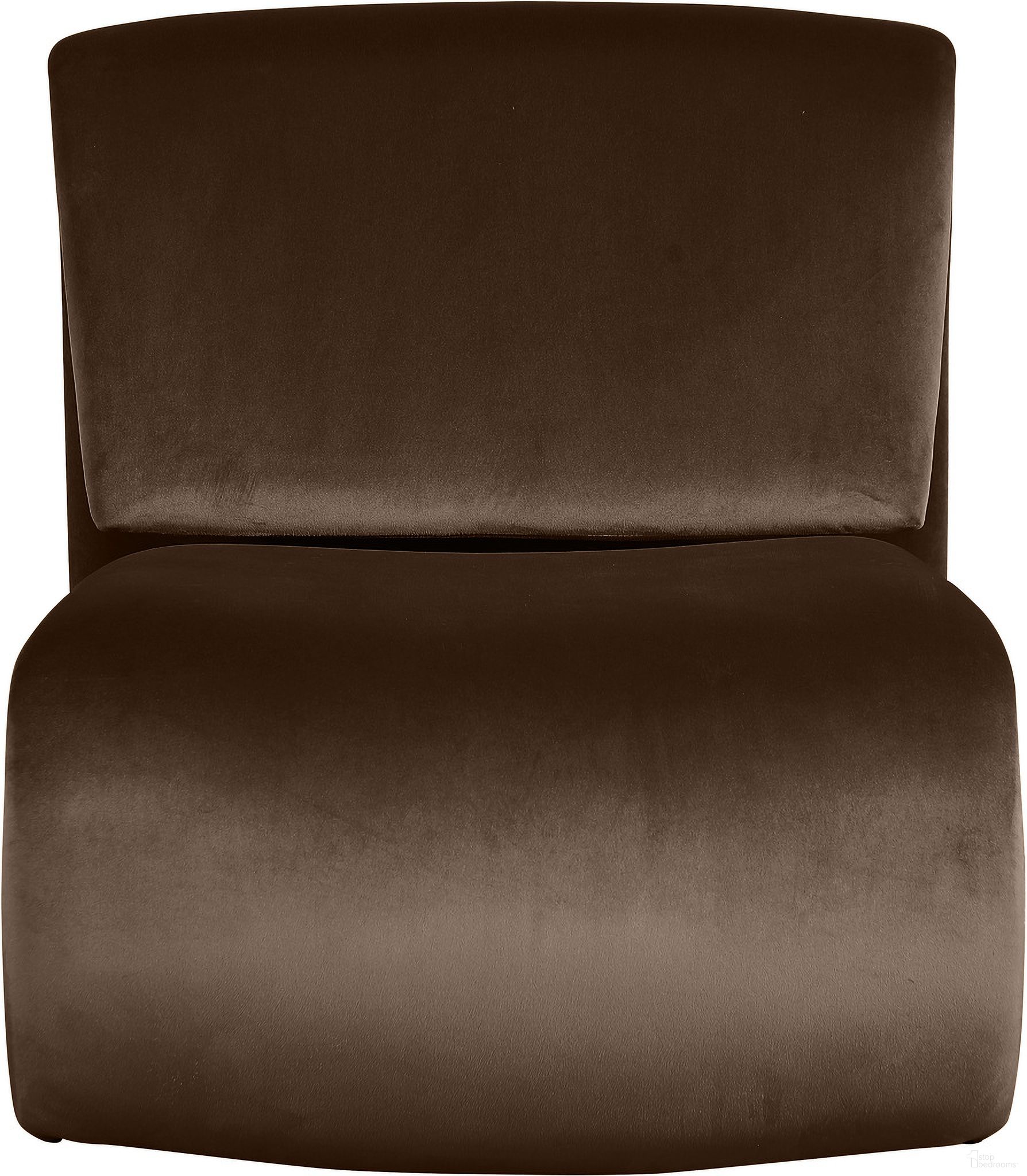 The appearance of Nouveau Velvet Accent Chair In Brown Velvet designed by Meridian in the modern / contemporary interior design. This brown velvet piece of furniture was selected by 1StopBedrooms from Nouveau Collection to add a touch of cosiness and style into your home. Sku: 33022Brown. Material: Velvet.