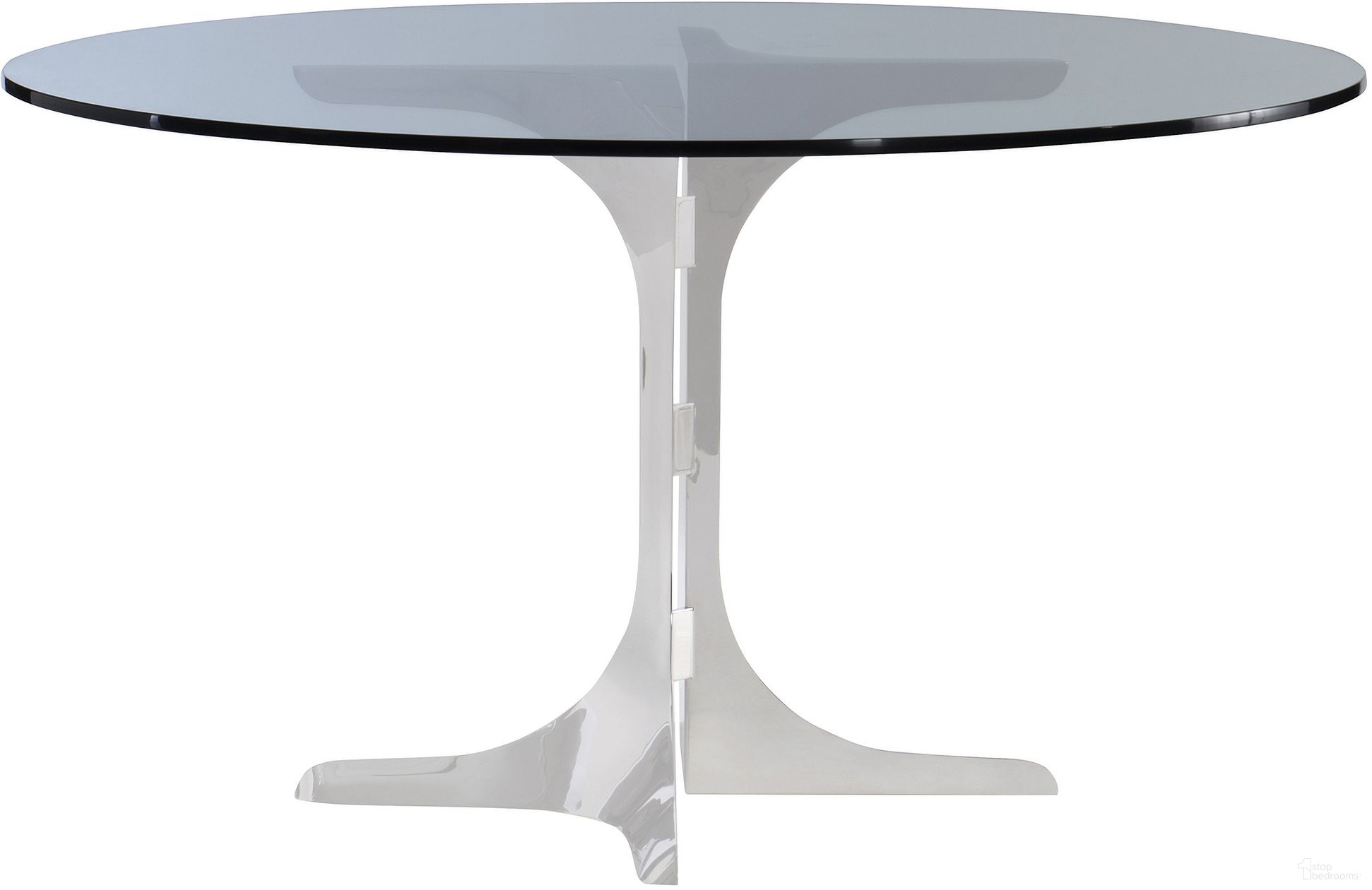 The appearance of Nova 54 Inch Round Dining Table In Silver designed by Bernhardt in the modern / contemporary interior design. This silver piece of furniture  was selected by 1StopBedrooms from Nova Collection to add a touch of cosiness and style into your home. Sku: 316773;998054P. Table Base Style: Pedestal. Table Top Shape: Round. Material: Metal. Size: 54".