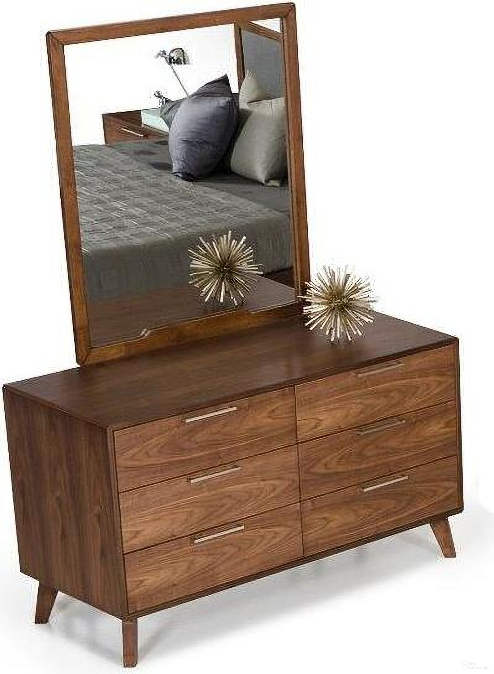 The appearance of Nova Domus Soria Mid-Century Walnut Dresser designed by VIG Furniture in the transitional interior design. This walnut piece of furniture was selected by 1StopBedrooms from Nova Domus Soria Collection to add a touch of cosiness and style into your home. Sku: VGMABR-32-DRS. Material: Stainless Steel.