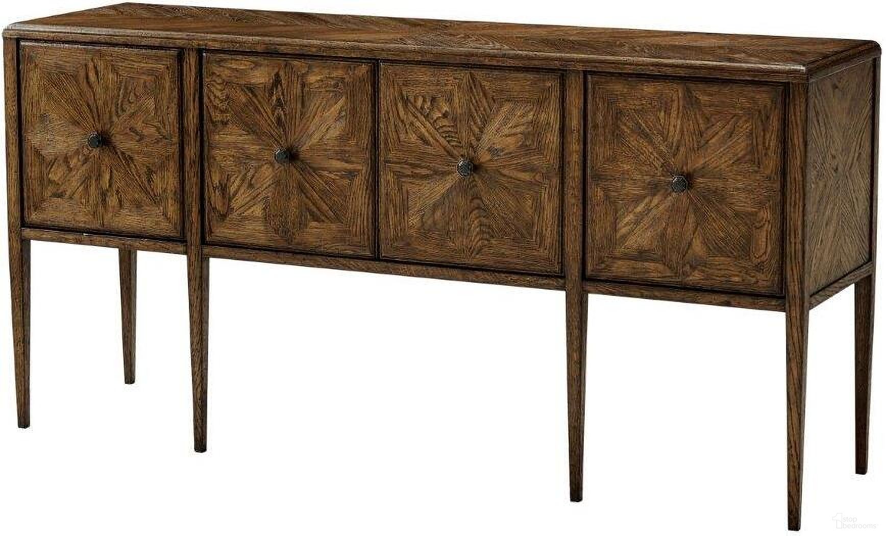 The appearance of Nova Four Door Rectangular Credenza designed by Theodore Alexander in the traditional interior design. This brown piece of furniture  was selected by 1StopBedrooms from Nova Collection to add a touch of cosiness and style into your home. Sku: TAS61043.C254. Material: Wood.