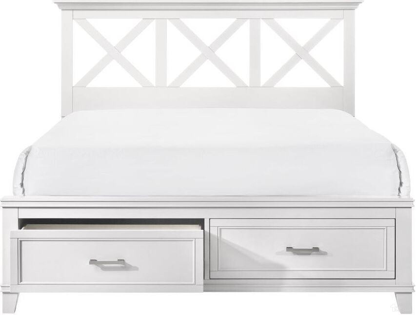 The appearance of Nova II King Storage Bed 1280-110 designed by Bernell in the transitional interior design. This white piece of furniture was selected by 1StopBedrooms from Nova II Collection to add a touch of cosiness and style into your home. Sku: 1280-110. Bed Type: Storage Bed. Material: Wood. Bed Size: King.