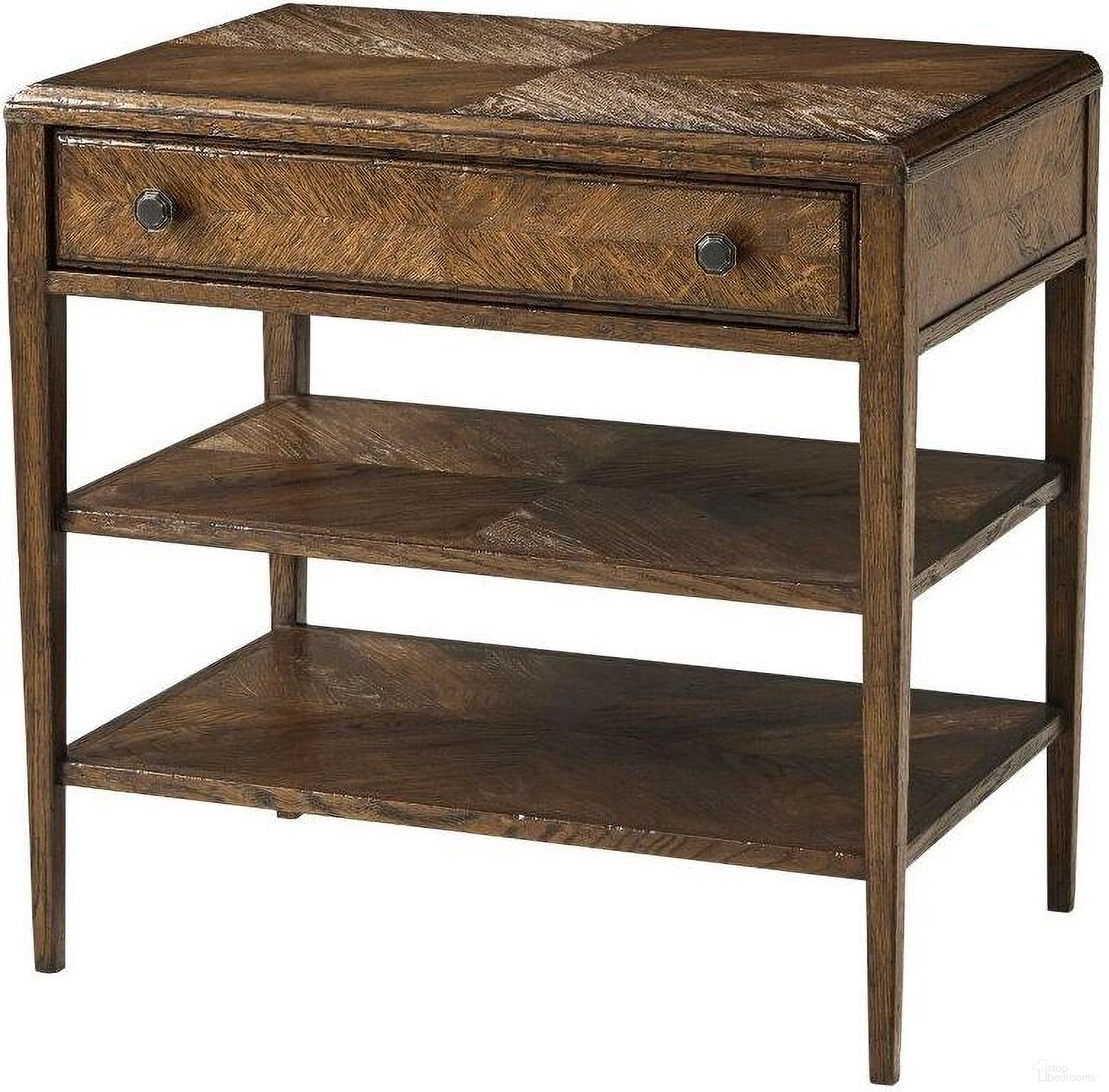 The appearance of Nova Two Tiers Night Stand designed by Theodore Alexander in the traditional interior design. This brown piece of furniture  was selected by 1StopBedrooms from Nova Collection to add a touch of cosiness and style into your home. Sku: TAS60039.C254. Material: Wood.