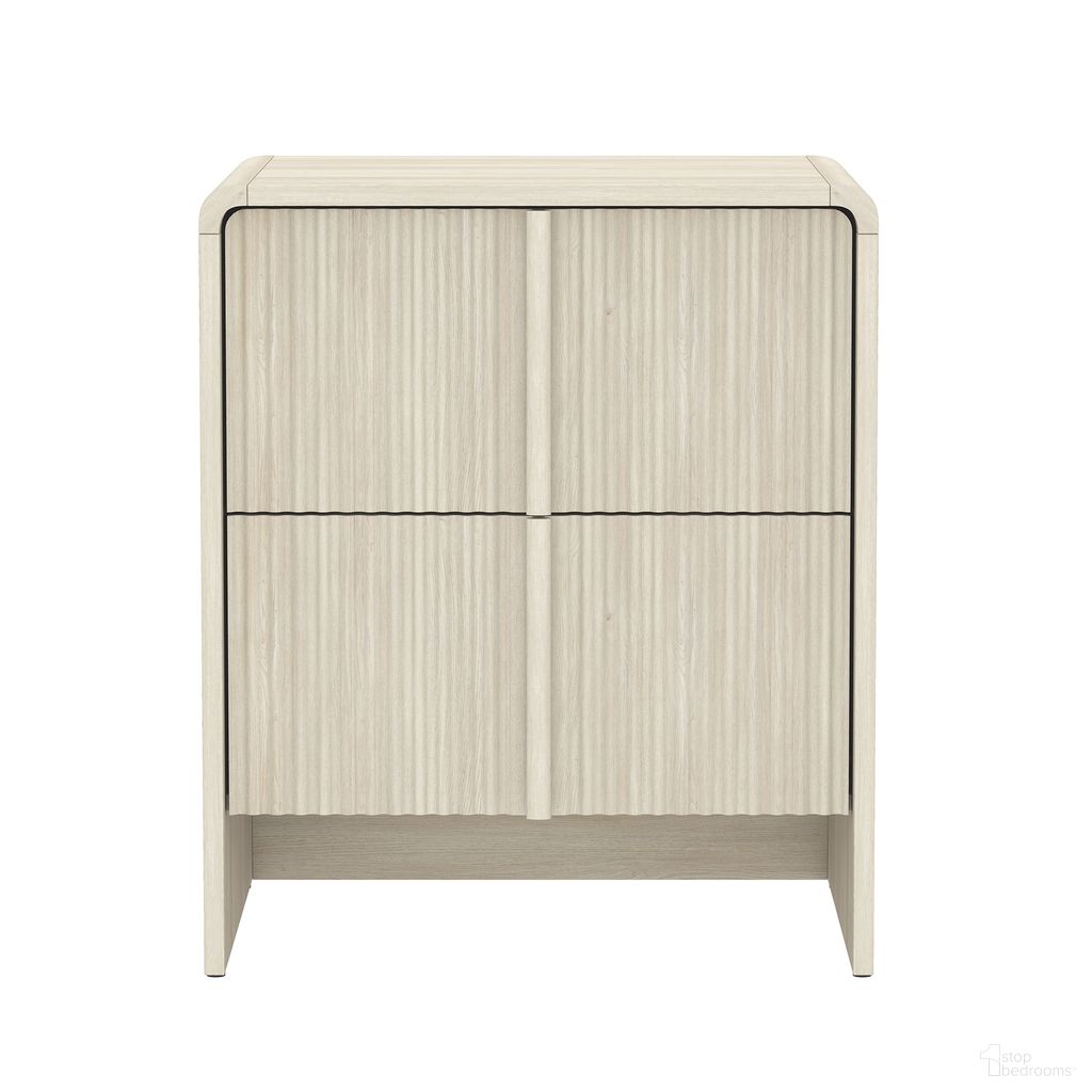 Novara 22 Inch 2-Drawer Nightstand In Whitewashed Oak