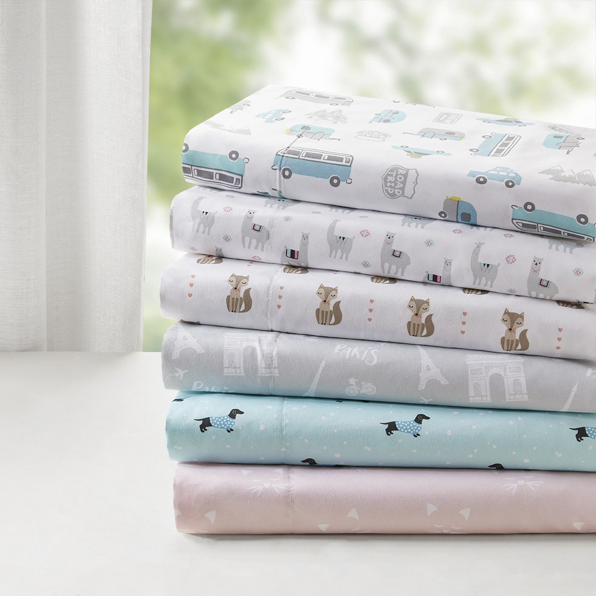 Novelty Polyester Microfiber Printed 3 Piece Twin Sheet Set In Pink Cats