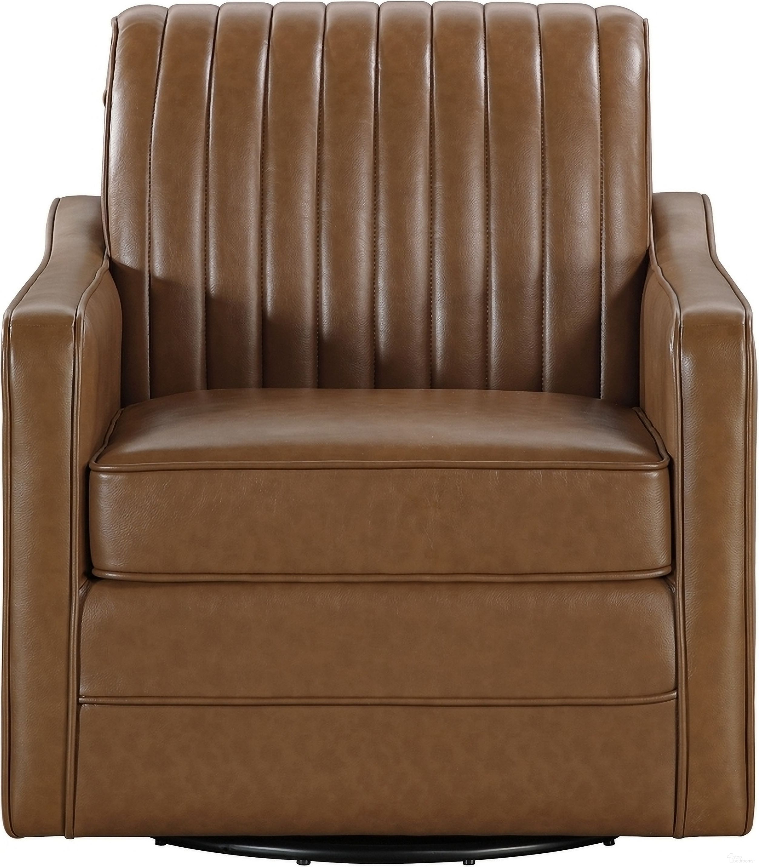 The appearance of November Swivel Chair In Brown designed by Homelegance in the modern / contemporary interior design. This brown piece of furniture  was selected by 1StopBedrooms from November Collection to add a touch of cosiness and style into your home. Sku: 1257BR-1. Material: Faux Leather.