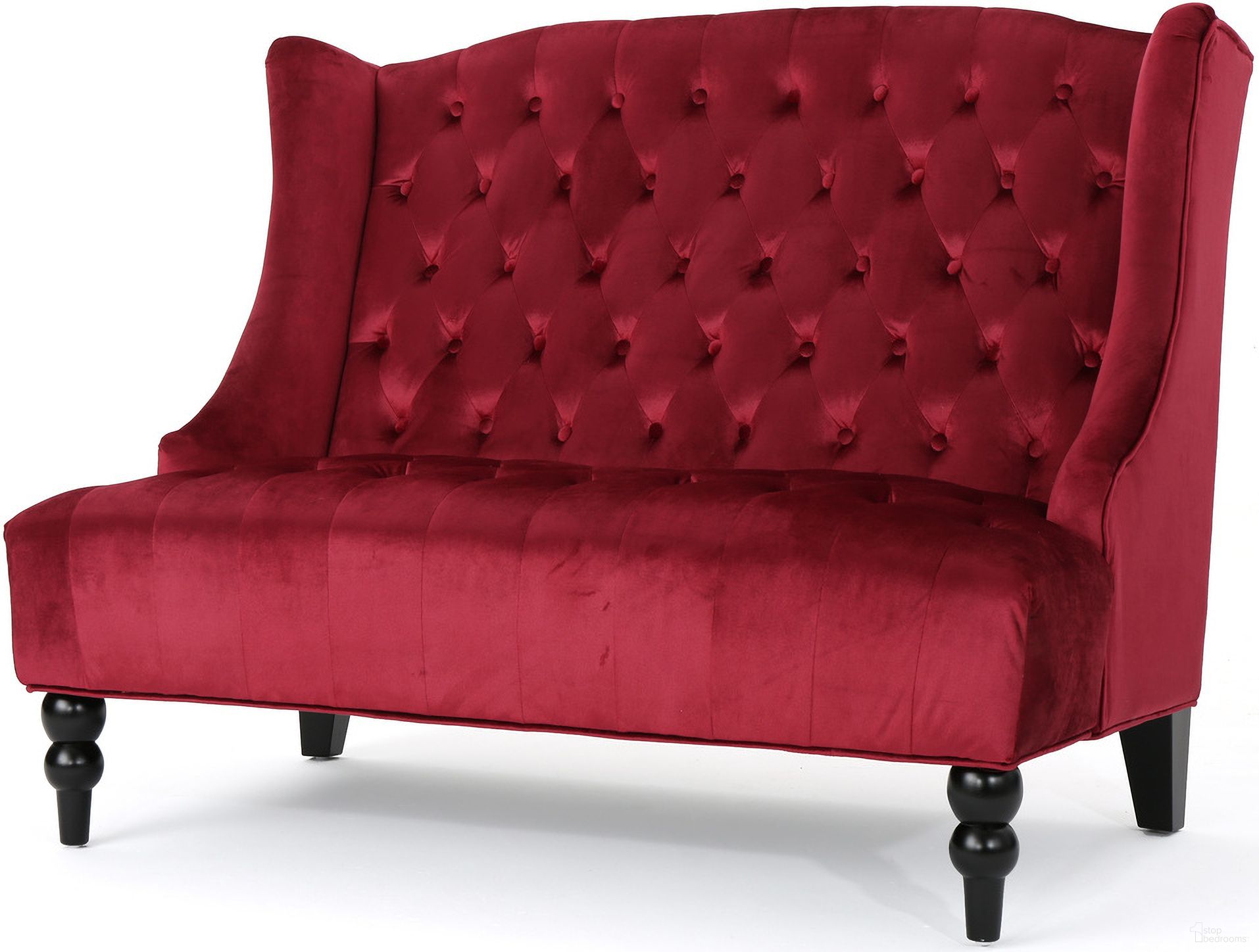The appearance of Nurturing Upholstered Loveseat with Wing Back and Diamond Tufting In Wine Red designed by Noble House in the modern / contemporary interior design. This red piece of furniture was selected by 1StopBedrooms from Nurturing Collection to add a touch of cosiness and style into your home. Sku: 61186.00NVLTWIN. Material: Velvet.