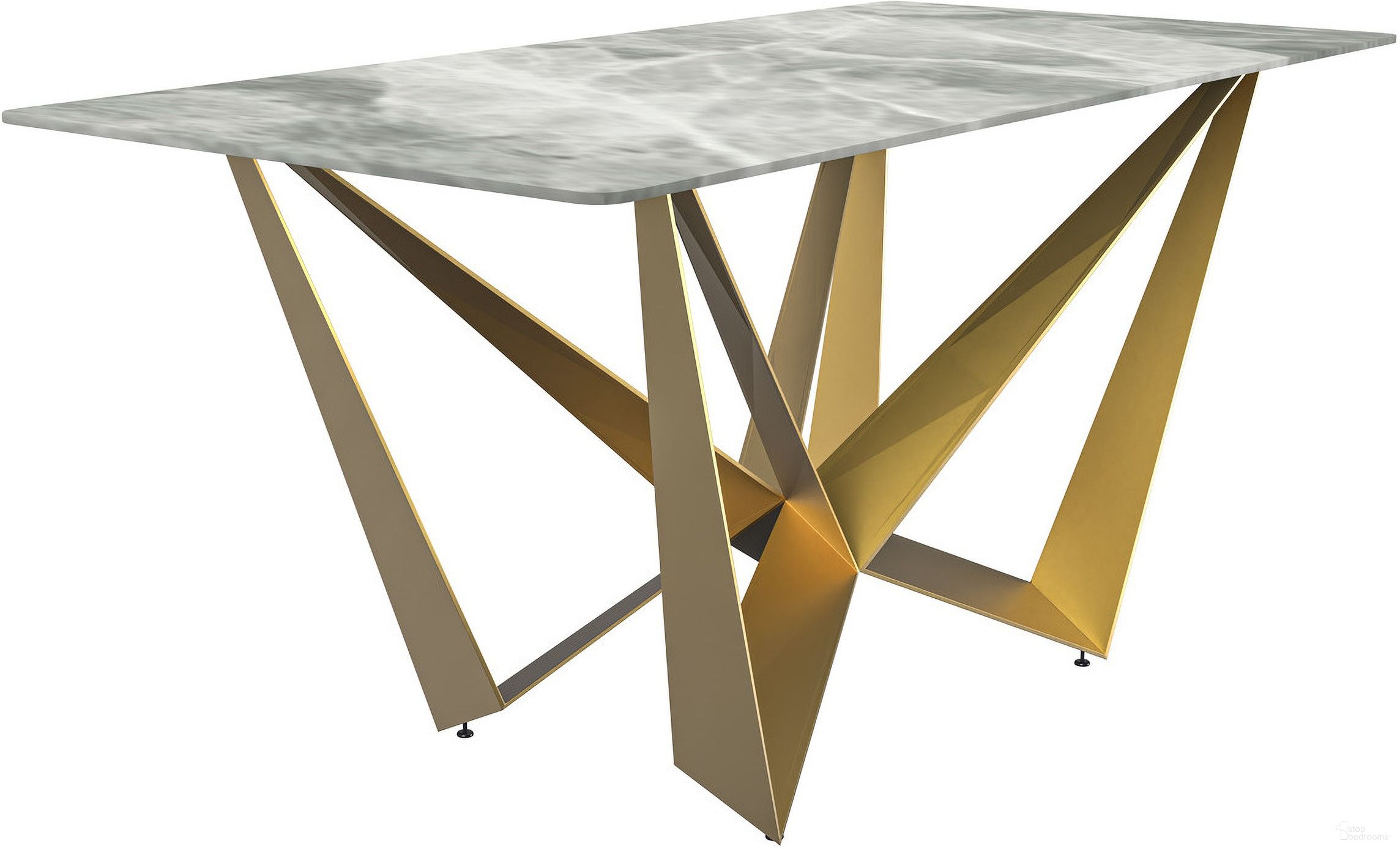 Nuvor 55 Inch Dining Table In Light Grey and Gold