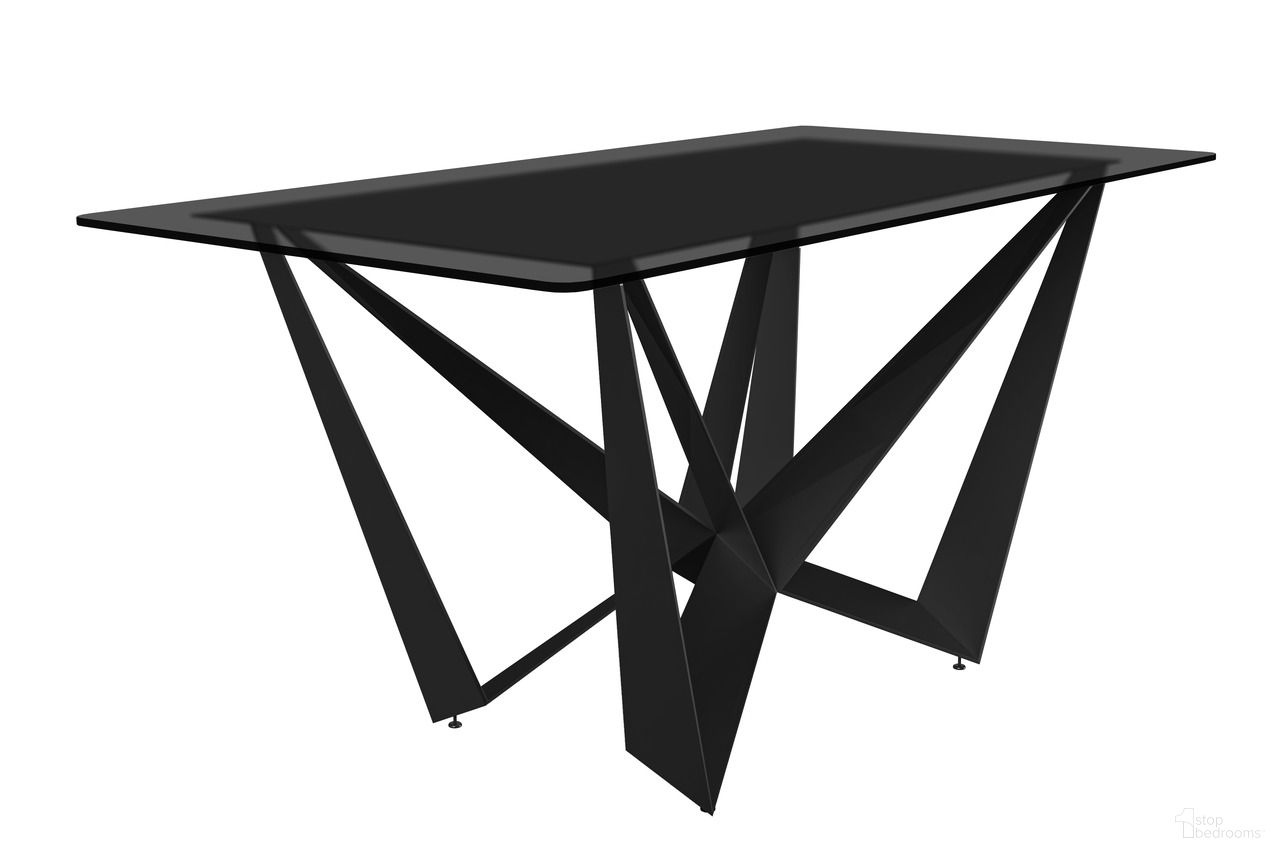 The appearance of Nuvor 55 Inch Dining Table with Glass Top In Black designed by LeisureMod in the modern / contemporary interior design. This black piece of furniture  was selected by 1StopBedrooms from Nuvor Collection to add a touch of cosiness and style into your home. Sku: NTBL-55BL-G. Table Base Style: Pedestal. Material: Glass. Table Top Shape: Rectangular. Size: 32" x 55".