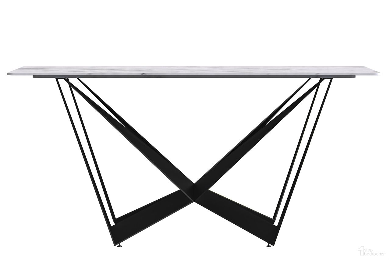 Nuvor 71 Inch Dining Table with Sintered Stone Top In Black and White