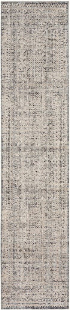 The appearance of Nyle 2'3" x 8' Indoor Rug In Ivory Blue designed by Nourison in the rustic / southwestern interior design. This ivory blue piece of furniture was selected by 1StopBedrooms from Nyle Collection to add a touch of cosiness and style into your home. Sku: 99446105684. Material: Polyester.