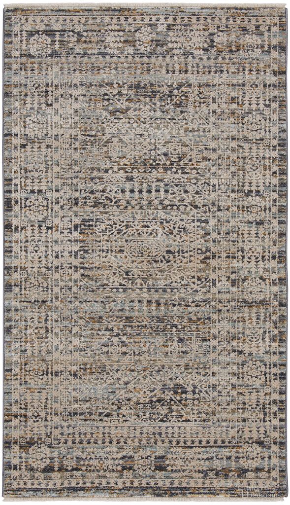 Nyle 2'6" x 4'6" Indoor Rug In Ivory and Slate