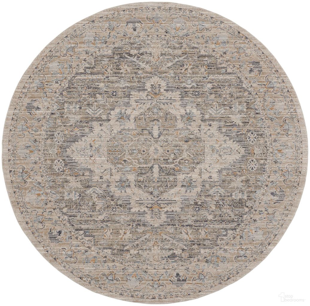 The appearance of Nyle 7'10" x 7'10" Round Vintage Indoor Rug In Ivory and Taupe designed by Nourison in the rustic / southwestern interior design. This ivory/taupe piece of furniture was selected by 1StopBedrooms from Nyle Collection to add a touch of cosiness and style into your home. Sku: 99446105400. Material: Polyester.